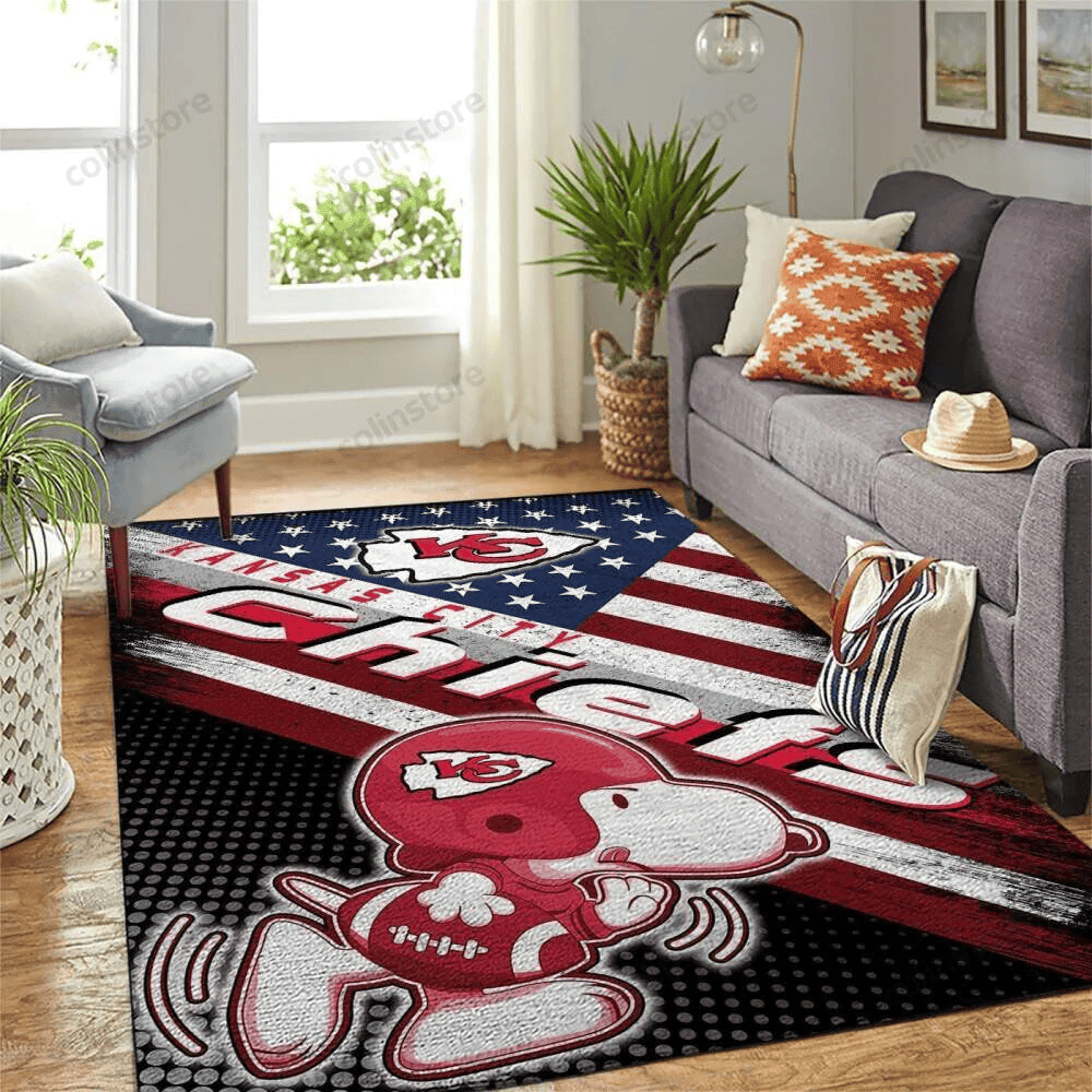 Kansas City Chiefs Team Logo Rectangle Area Rug – Full Print Carpet For Living Room & Bedroom Home Decor