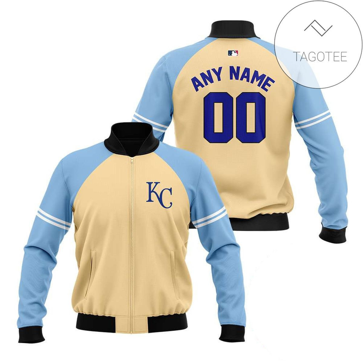 Kansas City Royals Personalized Name Number Beige Bomber Jacket | MLB Team Jacket for Men & Women | Baseball Fan Gift