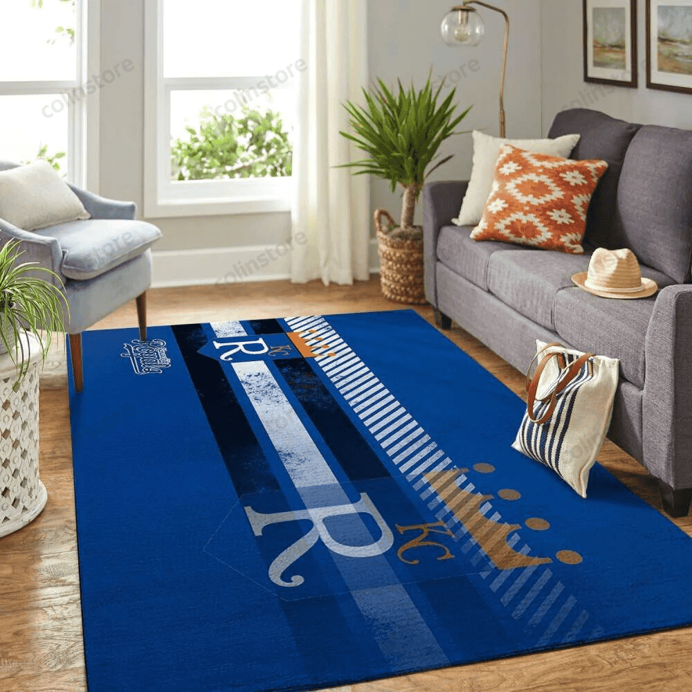 Kansas City Royals Team Logo Rectangle Area Rug – Full Print Carpet For Living Room & Bedroom Home Decor