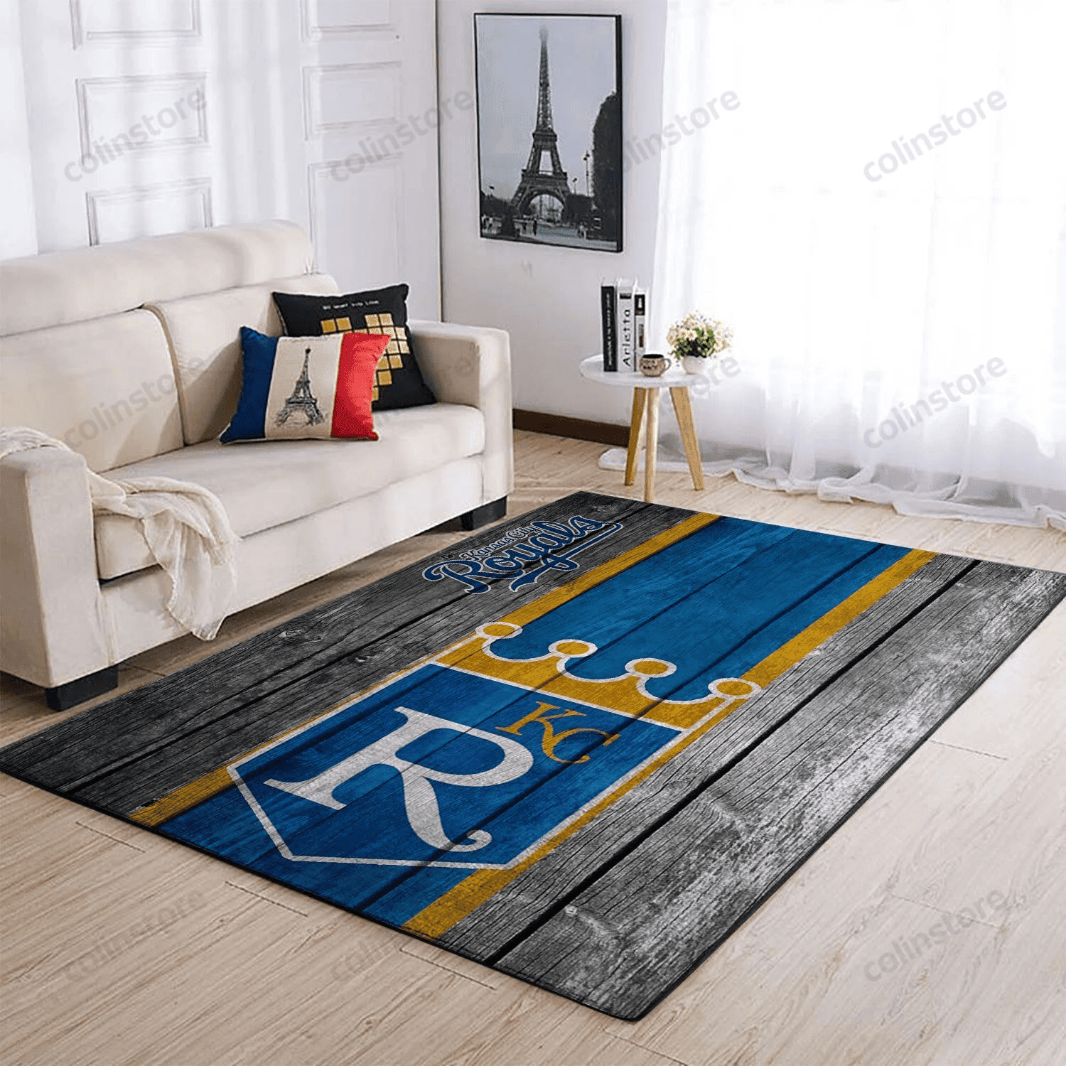 Kansas City Royals Team Logo Wooden Rectangle Area Rug – Full Print Carpet For Living Room & Bedroom Home Decor