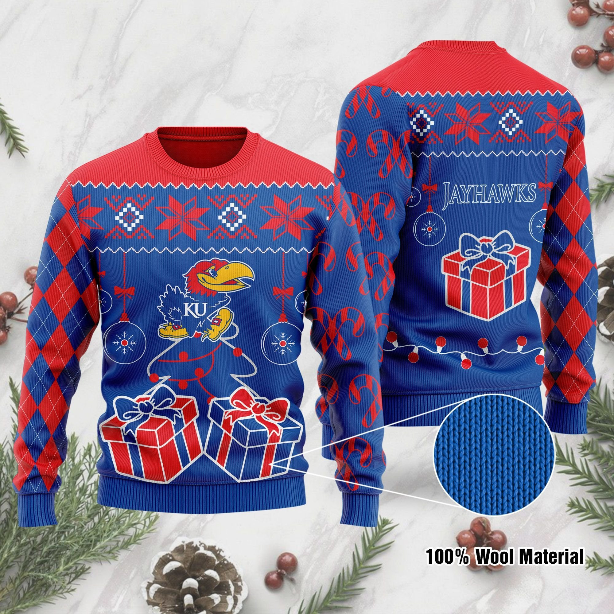 Kansas Jayhawks Funny Ugly Christmas Sweater Perfect Holiday Gift