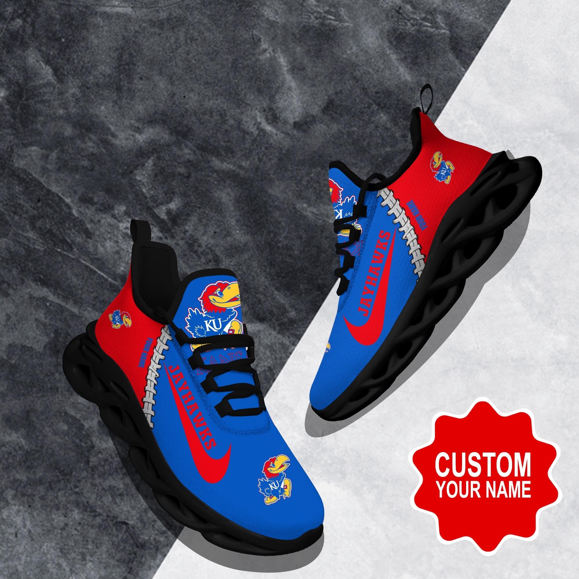 Kansas Jayhawks Max Soul Shoes Sneakers for Men And Women – NBA Basketball Fan Shoes, Team Sneakers