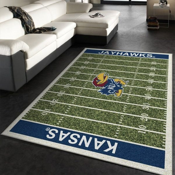 Kansas Jayhawks Team Home Field 3D Rectangle Area Rug – Full Print Carpet For Living Room & Bedroom Home Decor