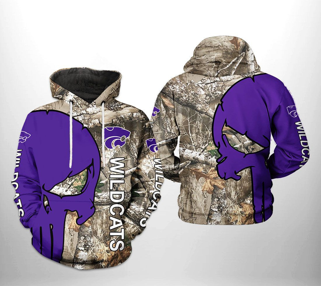 Kansas State Wildcats NCAA Camo Veteran Hunting 3D All Over Print Hoodie & Zip Hoodie