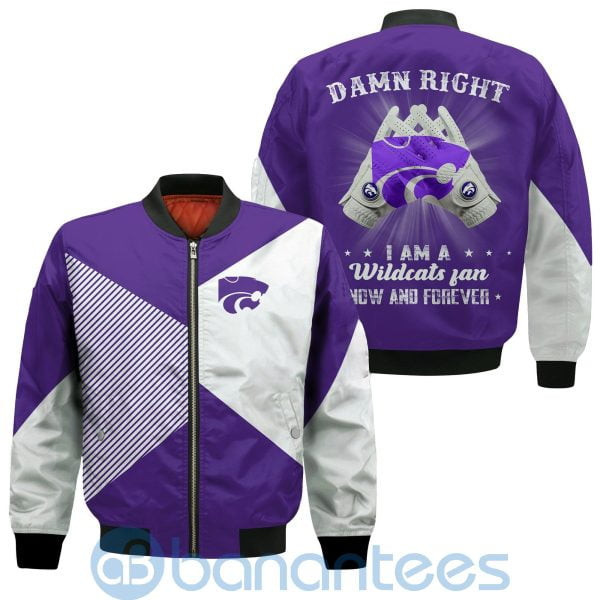 Kansas State Wildcats Purple Damn Right Bomber Jacket | NCAA College Team Jacket for Men & Women | Sports Fan Gift
