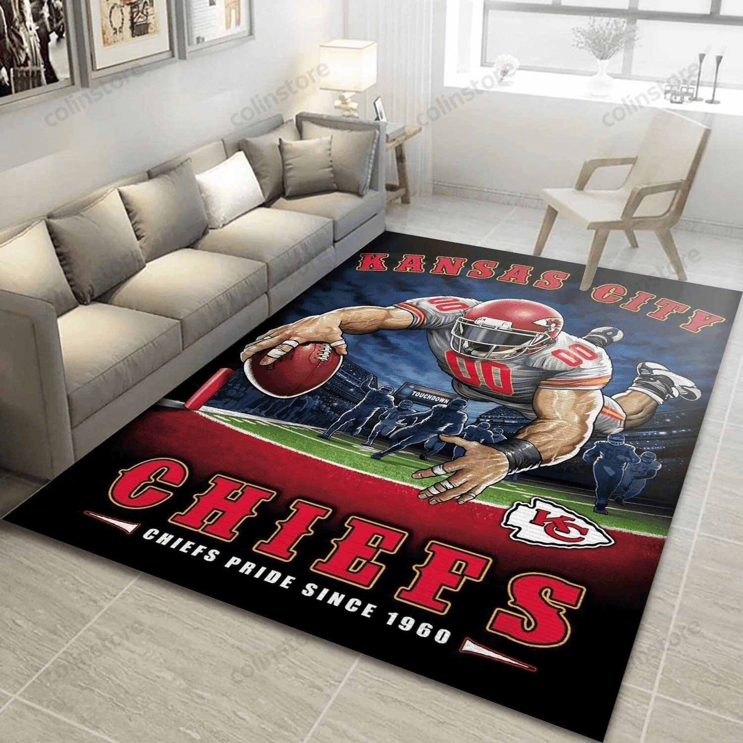 Kc Chiefs 3D Rectangle Area Rug – Full Print Carpet For Living Room & Bedroom Home Decor
