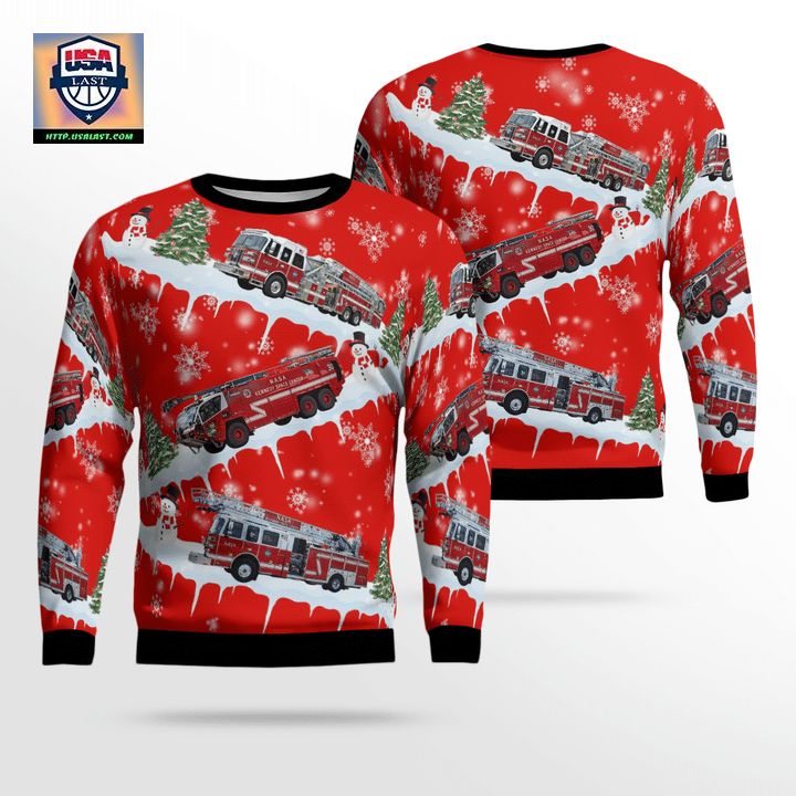 Kennedy Space Center Florida NASA Kennedy Space Center Fire Rescue Christmas Sweater 3D