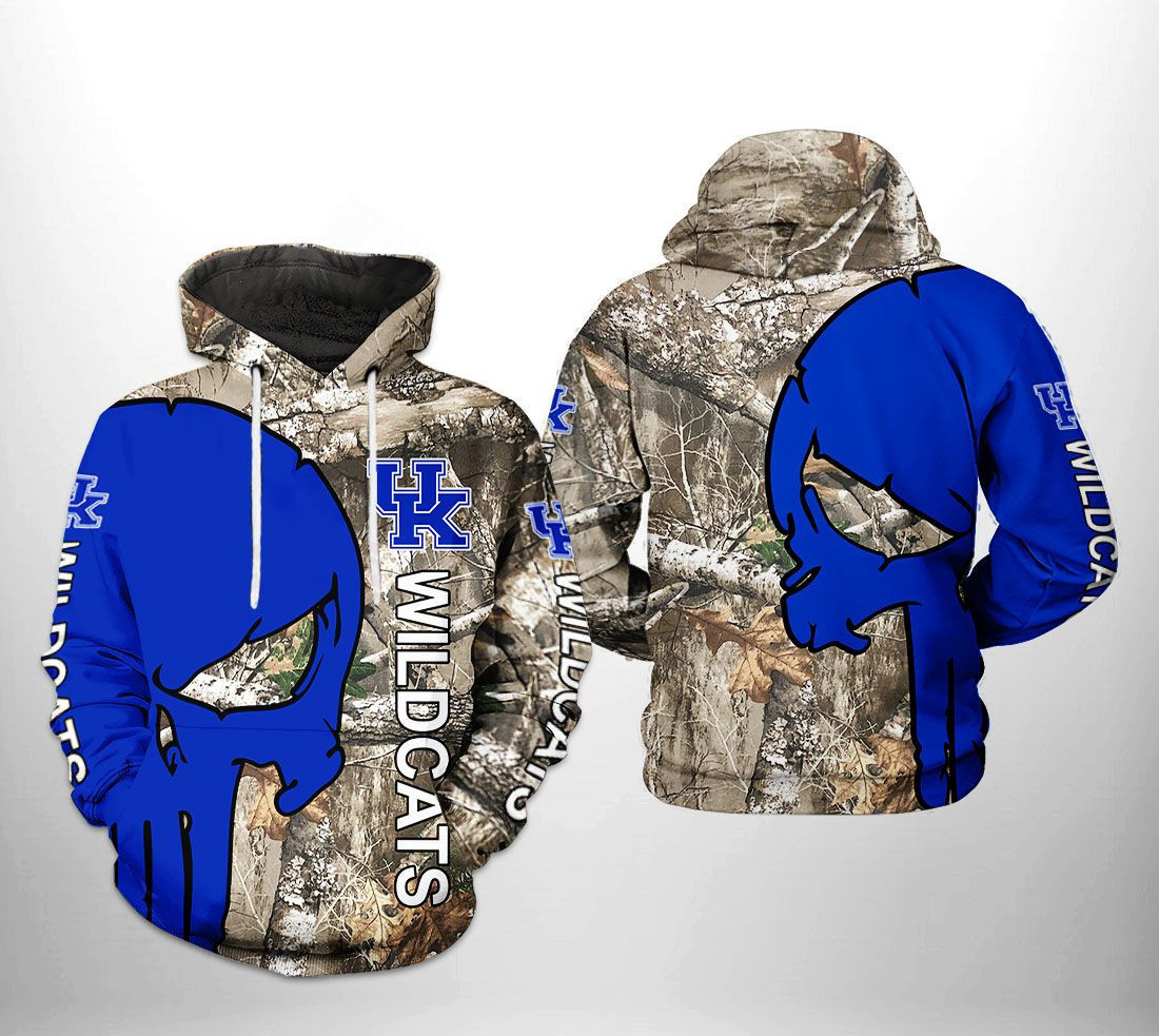 Kentucky Wildcats NCAA Camo Veteran Hunting 3D All Over Print Hoodie & Zip Hoodie