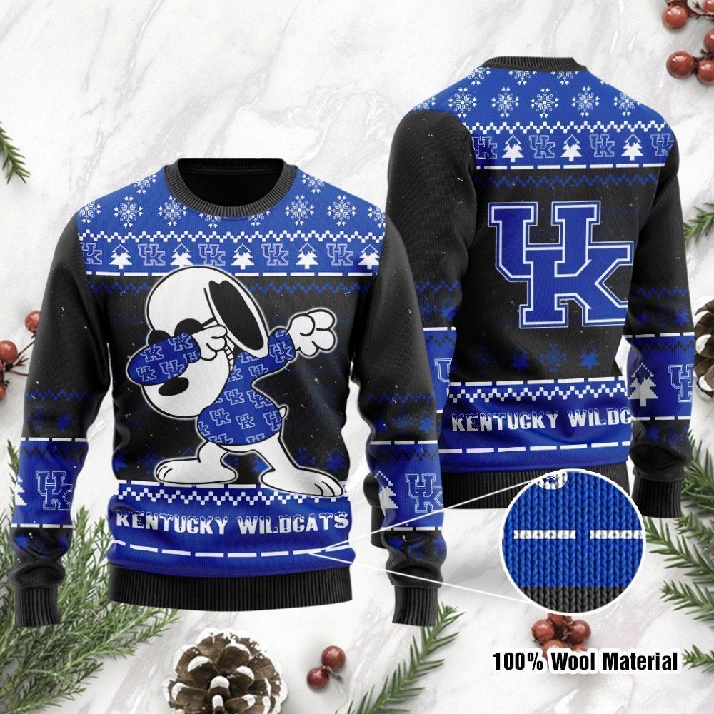 Kentucky Wildcats Snoopy Dabbing Ugly Christmas Sweater Holiday Party Men Women Full Plus Size