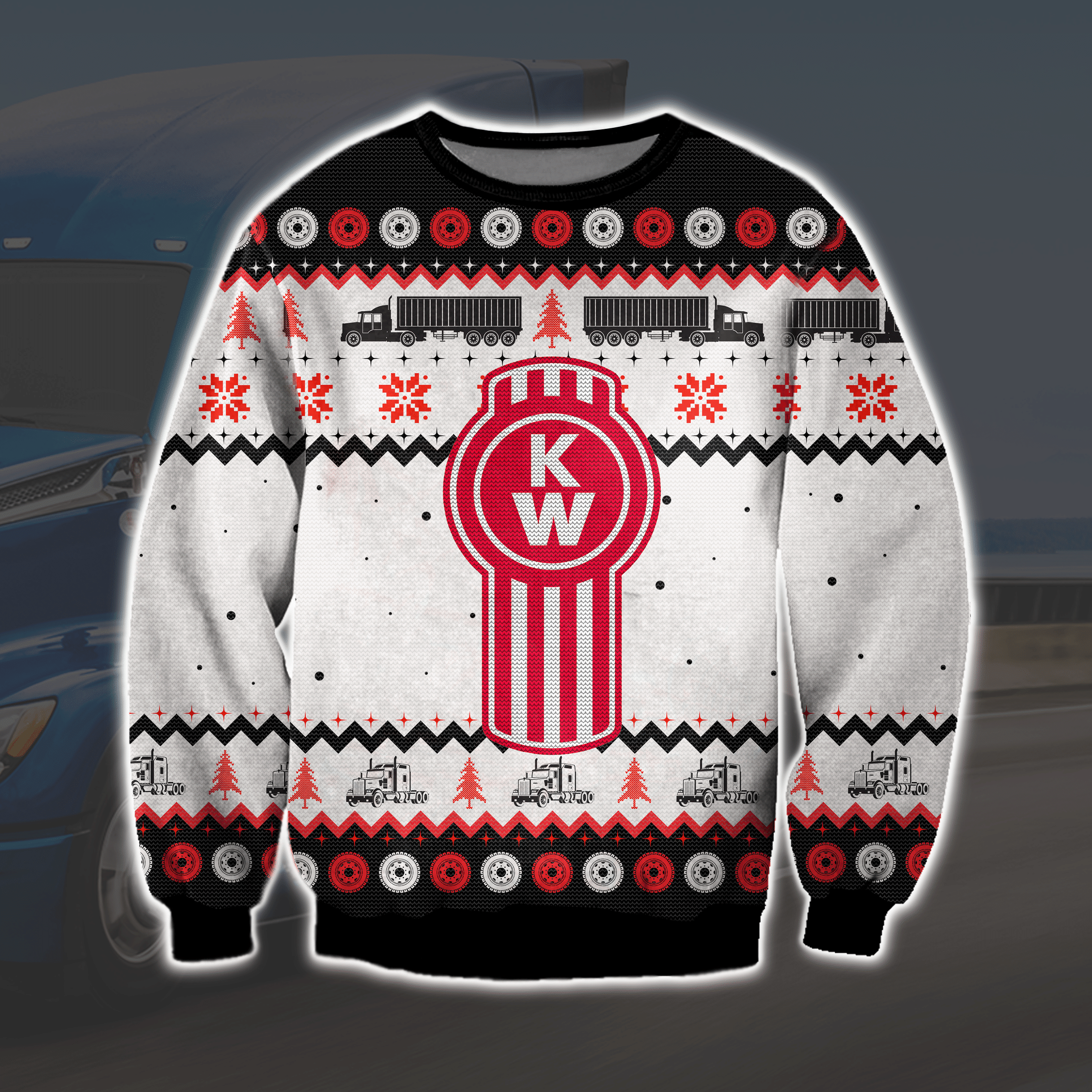 Kenworth Trucks 3D Knitting Pattern Print Ugly Christmas Sweater