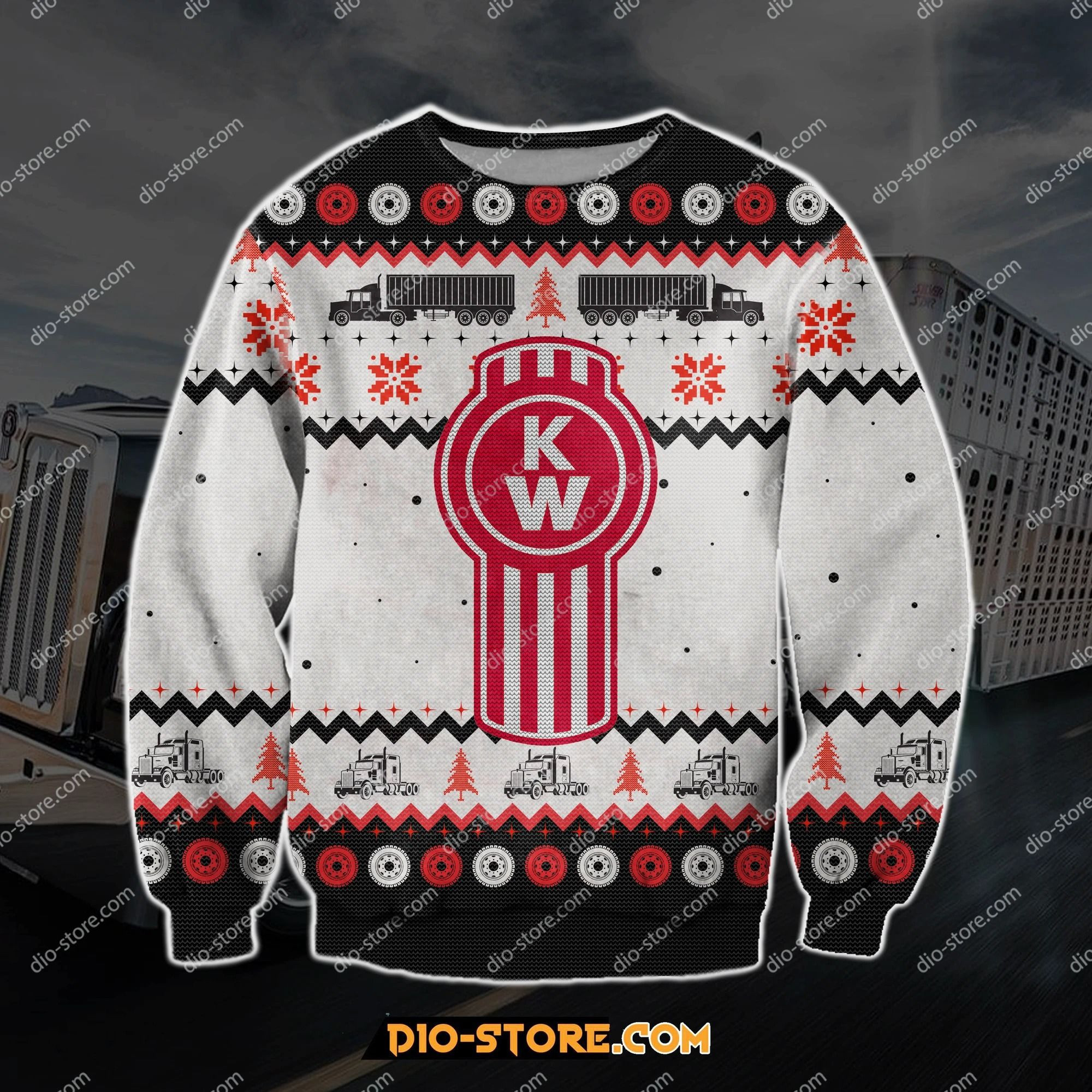 Kenworth Trucks Knitting Pattern 3D Print Ugly Christmas Sweater,