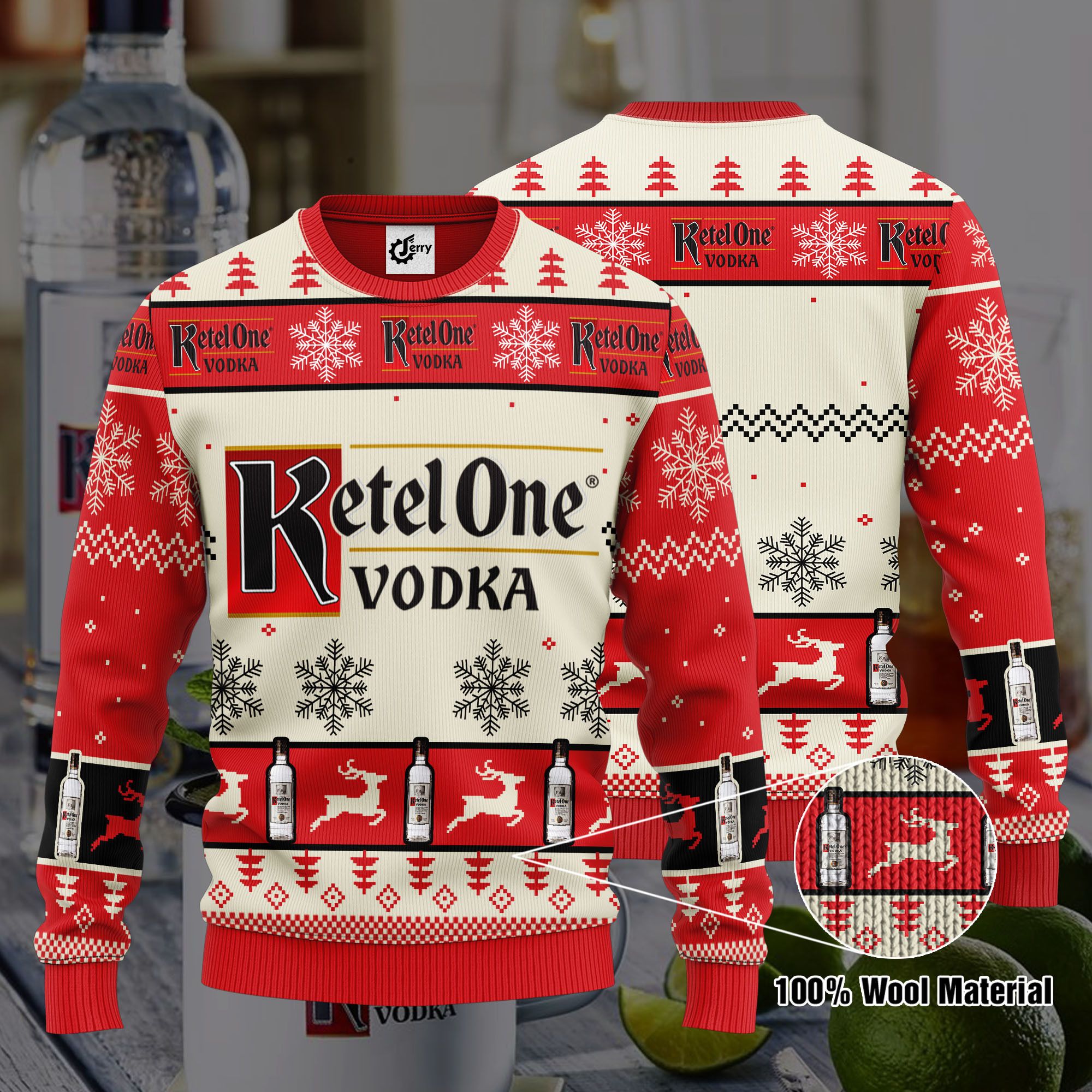 Ketel One 3D Print Ugly Christmas Sweater, Hoodie, Zip Hoodie, Bomber Jacket