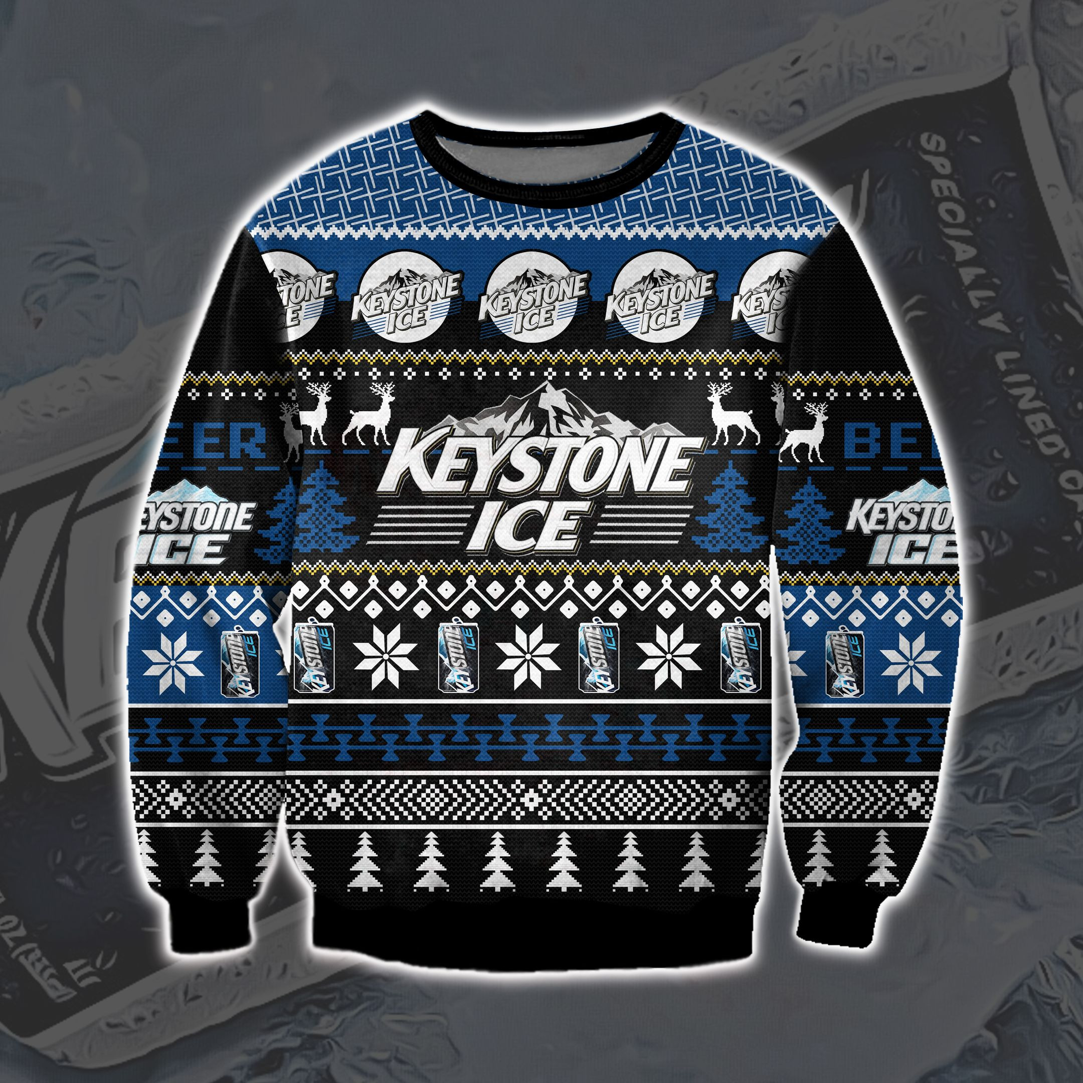 Keystone Ice Beer 3D Print Ugly Christmas Sweater