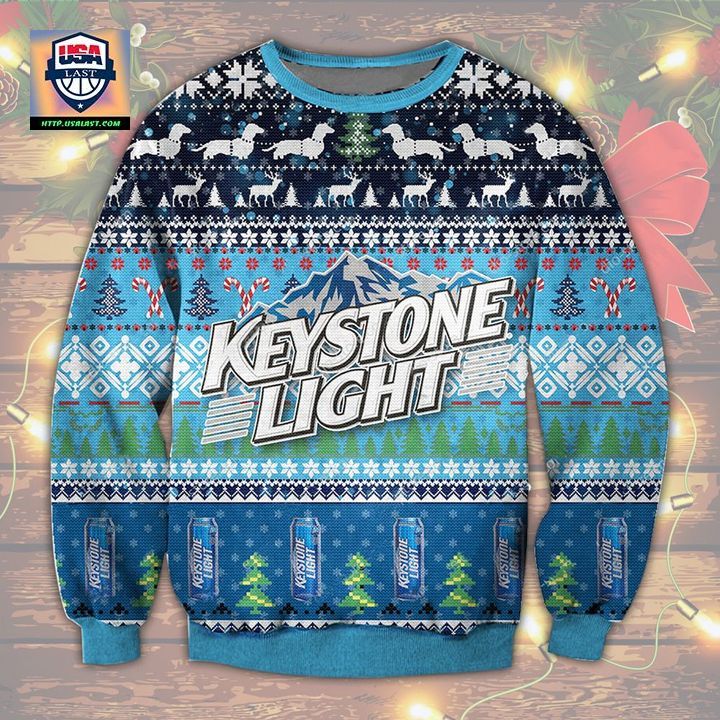 Keystone Light Blue Ugly Christmas Sweater