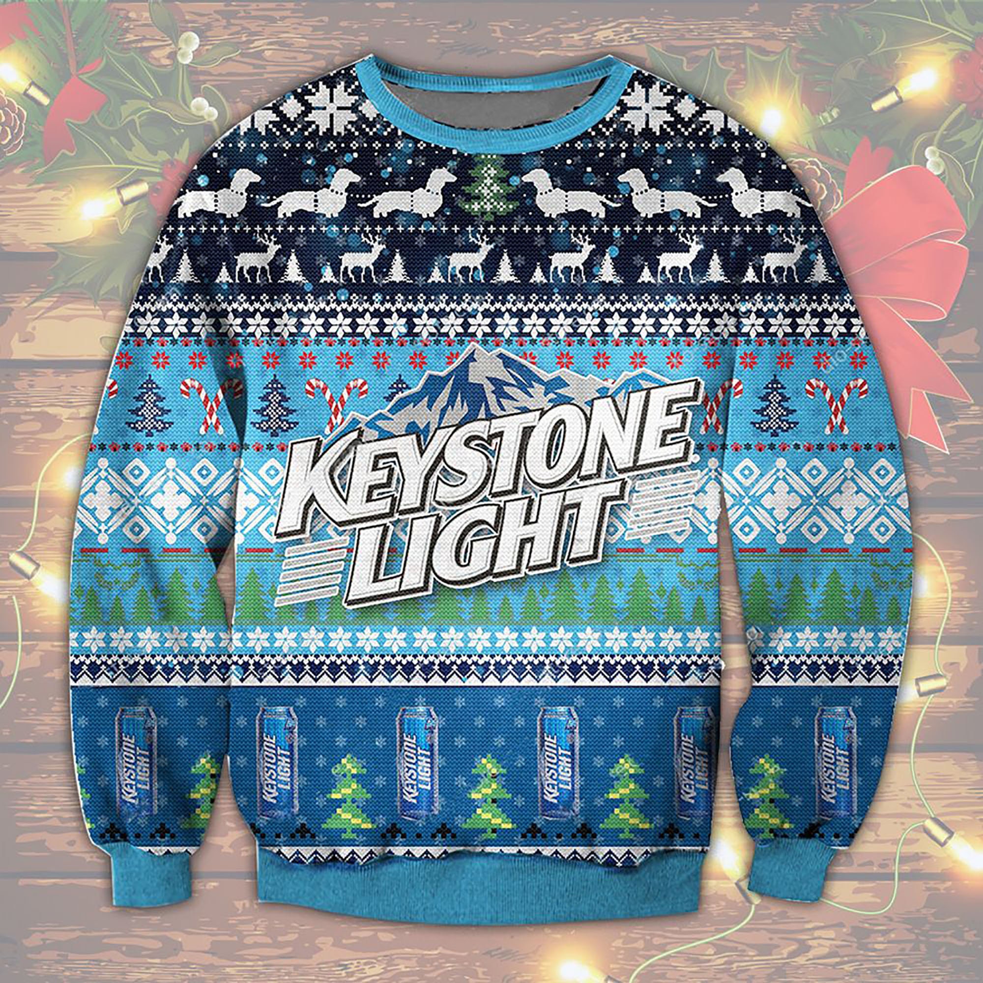 Keystone Light Moutain Beer Ugly Christmas Sweater
