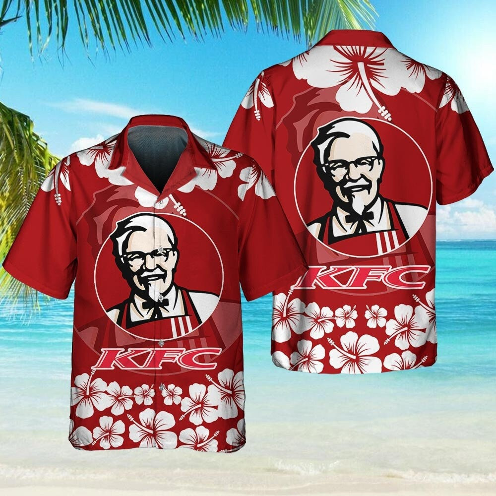 KFC Food Shirt, Tropical Flower Aloha Hawaiian Shirt