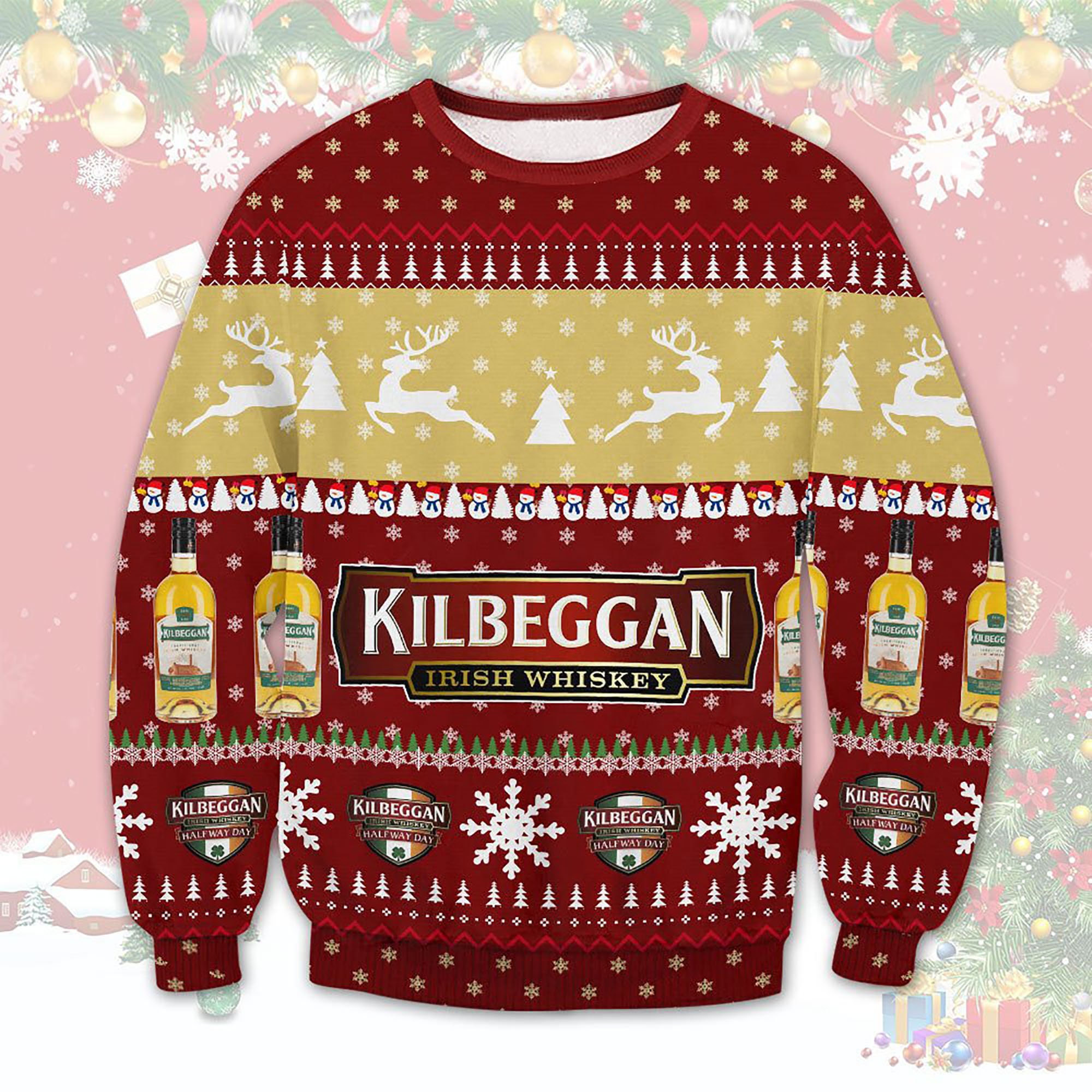 Kilbeggan Irish Whiskey Christmas Ugly Christmas Sweater