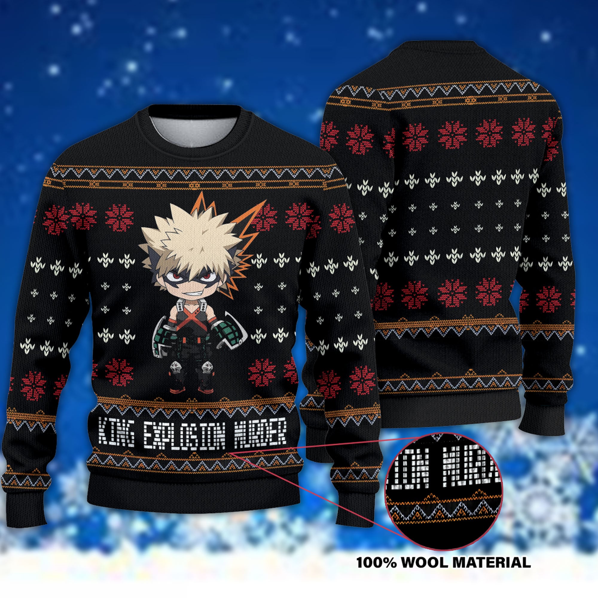 King Explosion Murder Ugly Christmas Sweater