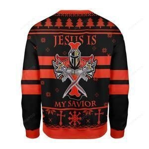 Knight Templar Jesus Is My Savior Ugly Christmas Sweater, Perfect Holiday Gift