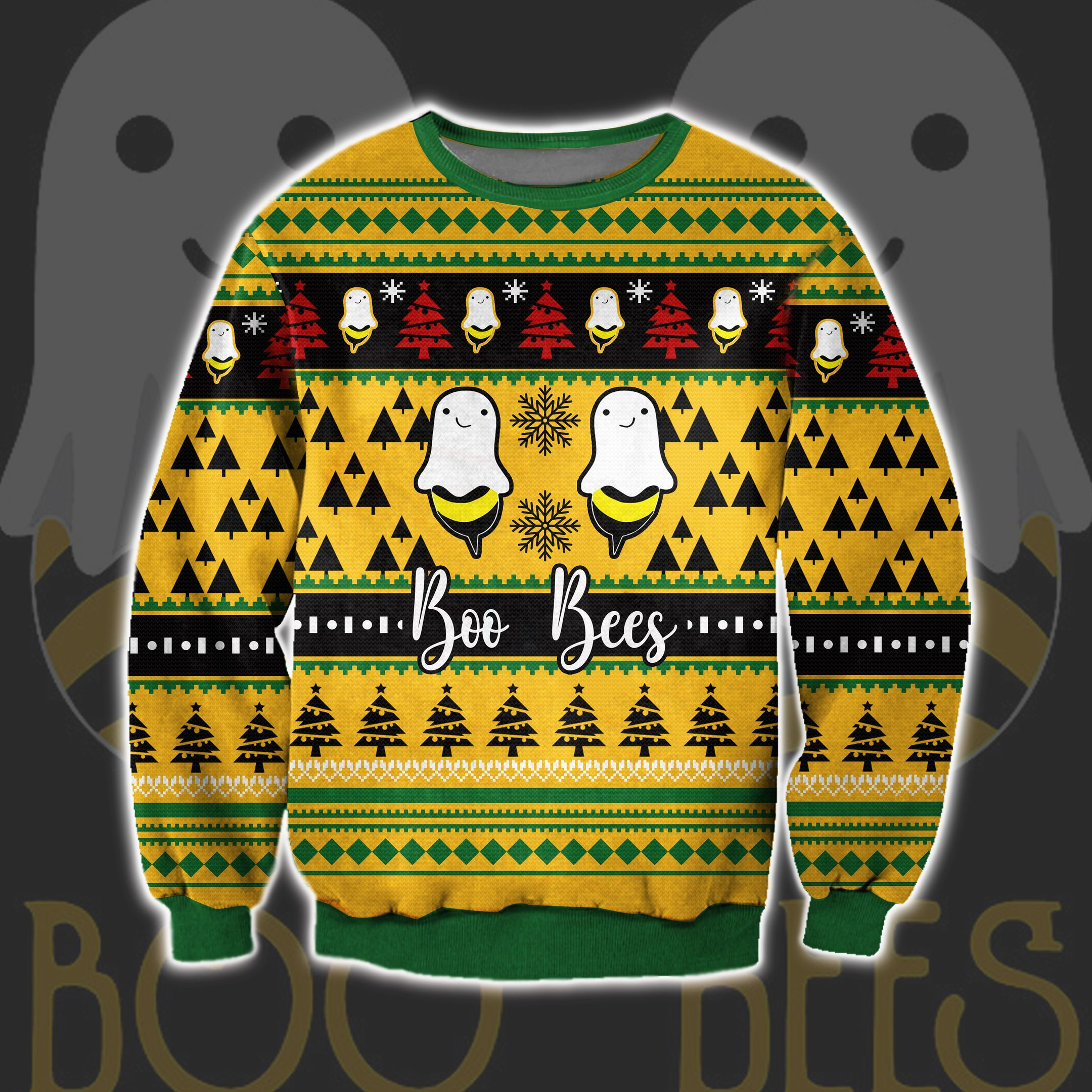 Knitting Pattern Boo Bees 3D Print Ugly Christmas Sweater