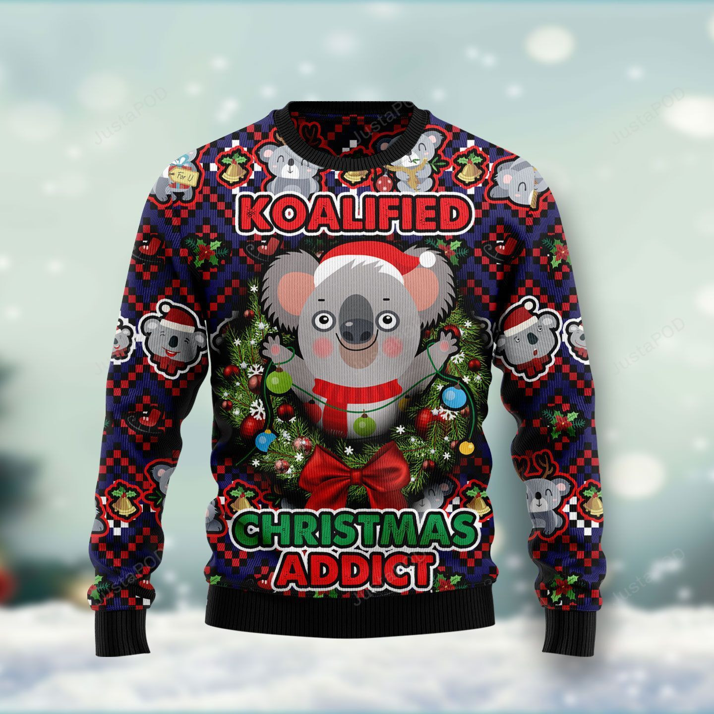 Koalified Christmas Addict Ugly Christmas Sweater, Perfect Holiday Gift