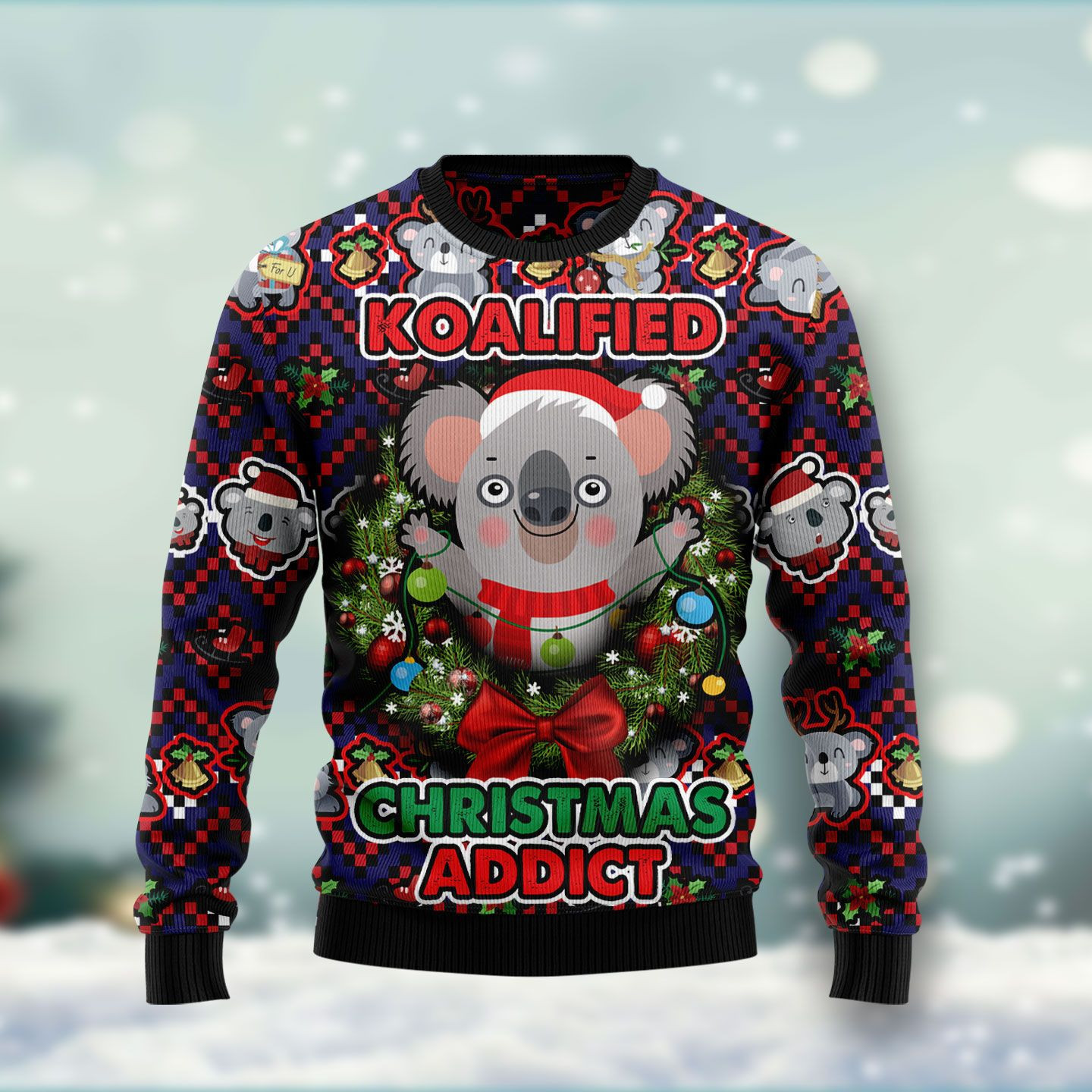 Koalified Christmas Addict Ugly Christmas Sweater, Perfect Holiday Gift