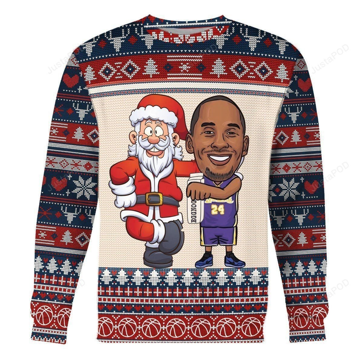 Kobe Bryant And Santa Claus Ugly Christmas Sweater Perfect Holiday Gift