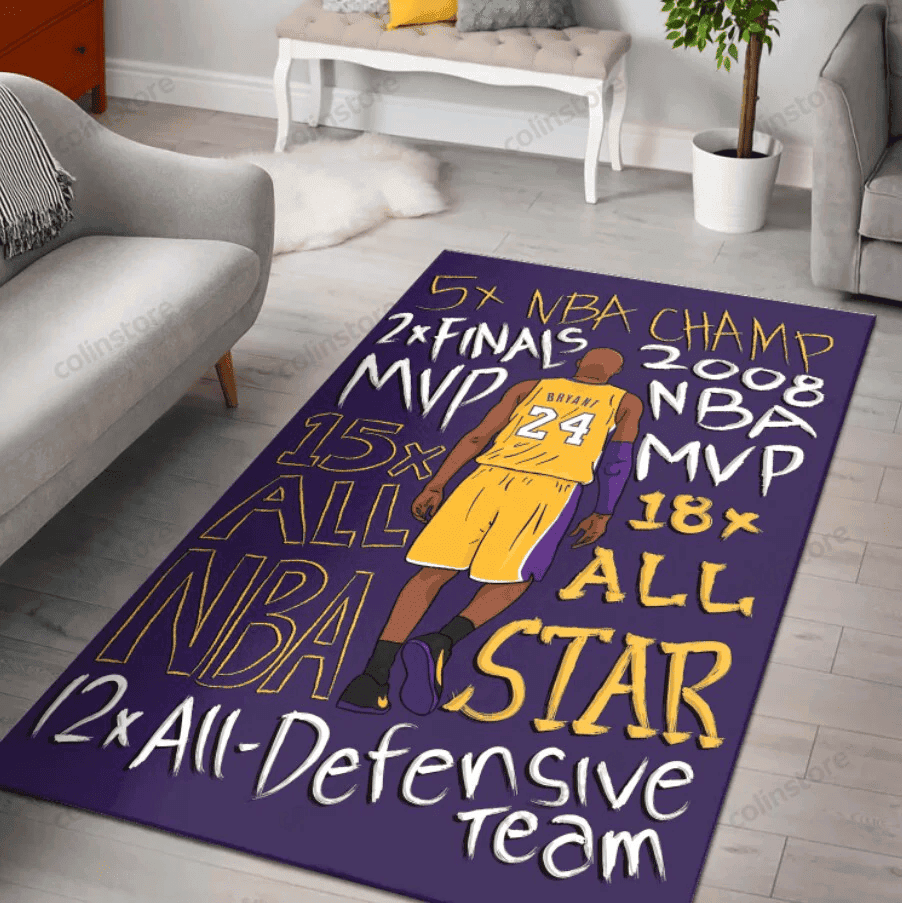 Kobe Bryant Career Stats Kobe 24 Los Angeles Lakers 3D Rectangle Area Rug – Full Print Carpet For Living Room & Bedroom Home Decor