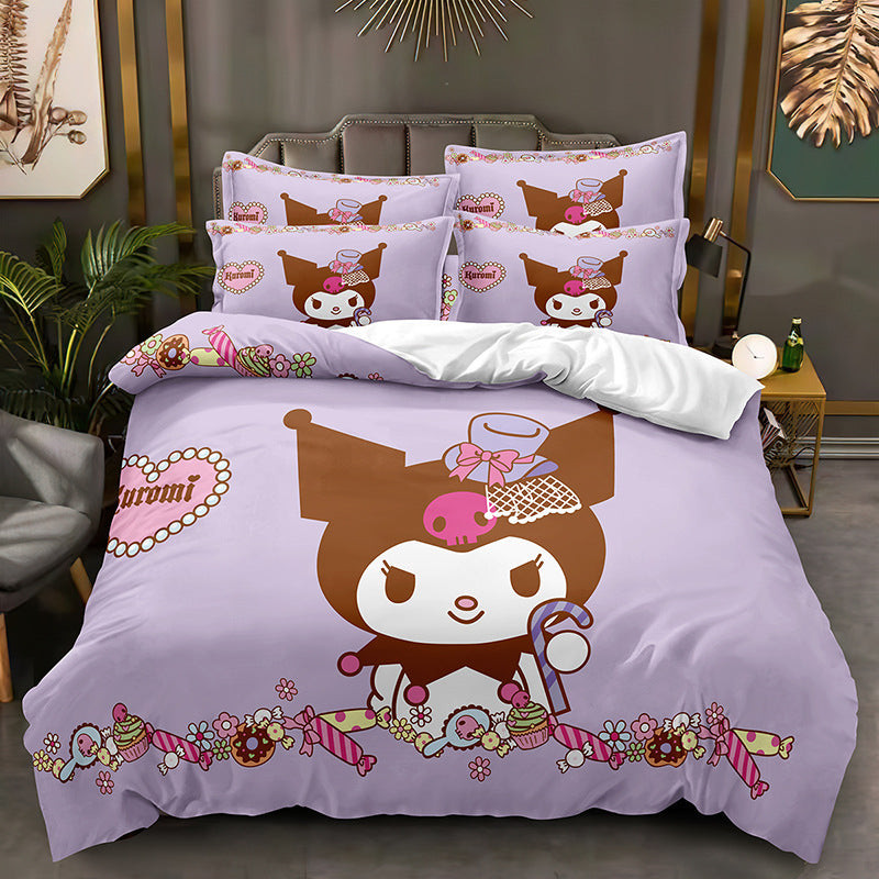 Kuromi Duvet Cover Quilt Cover Pillowcase Bedding Set Bed Linen Home Bedroom Decor