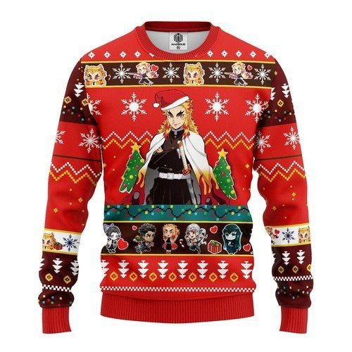 Kyojuro Rengoku Demon Slayer For Unisex Ugly Christmas Sweater,