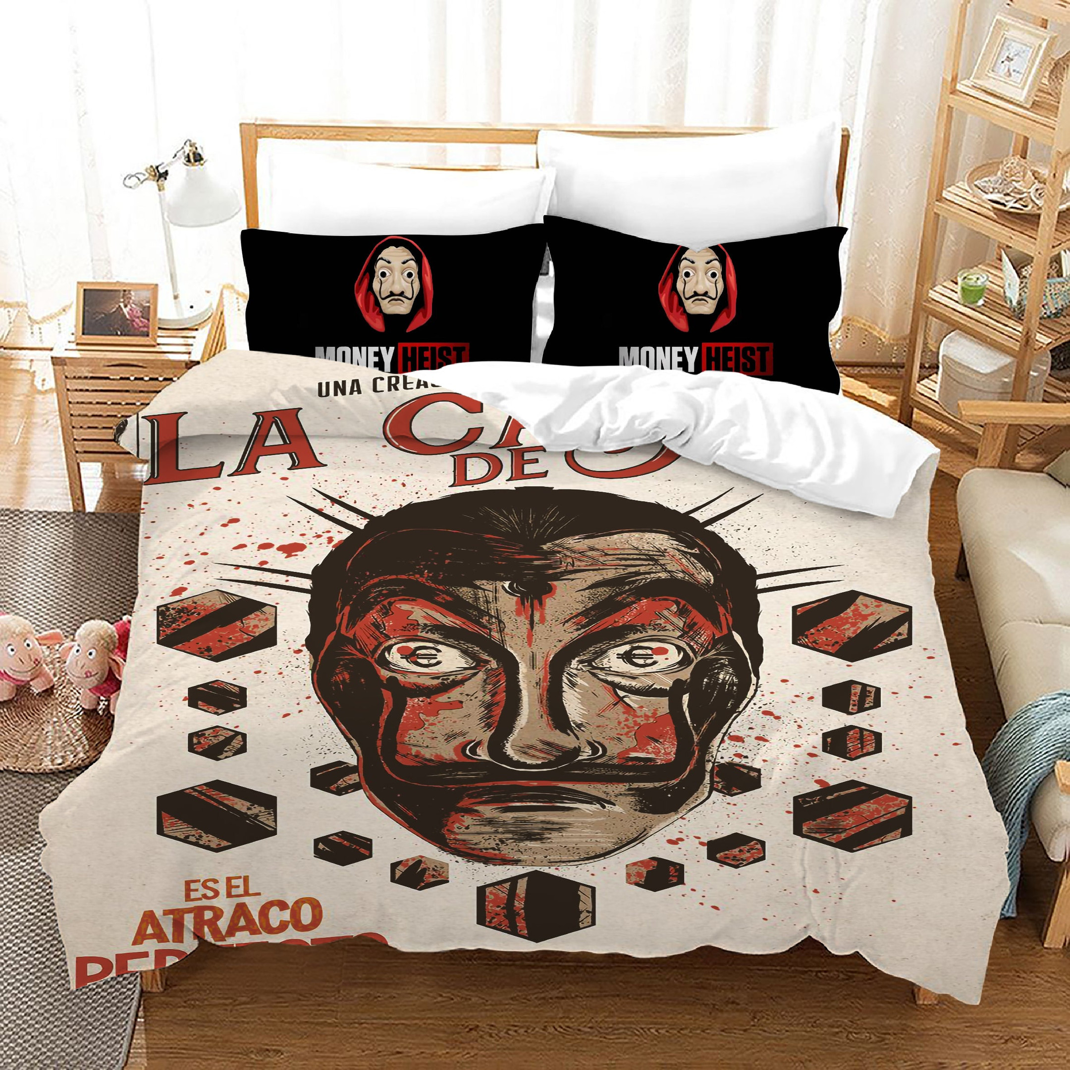La Casa De Papel Duvet Cover Quilt Cover Pillowcase Bedding Set Bed Linen Home Bedroom Decor