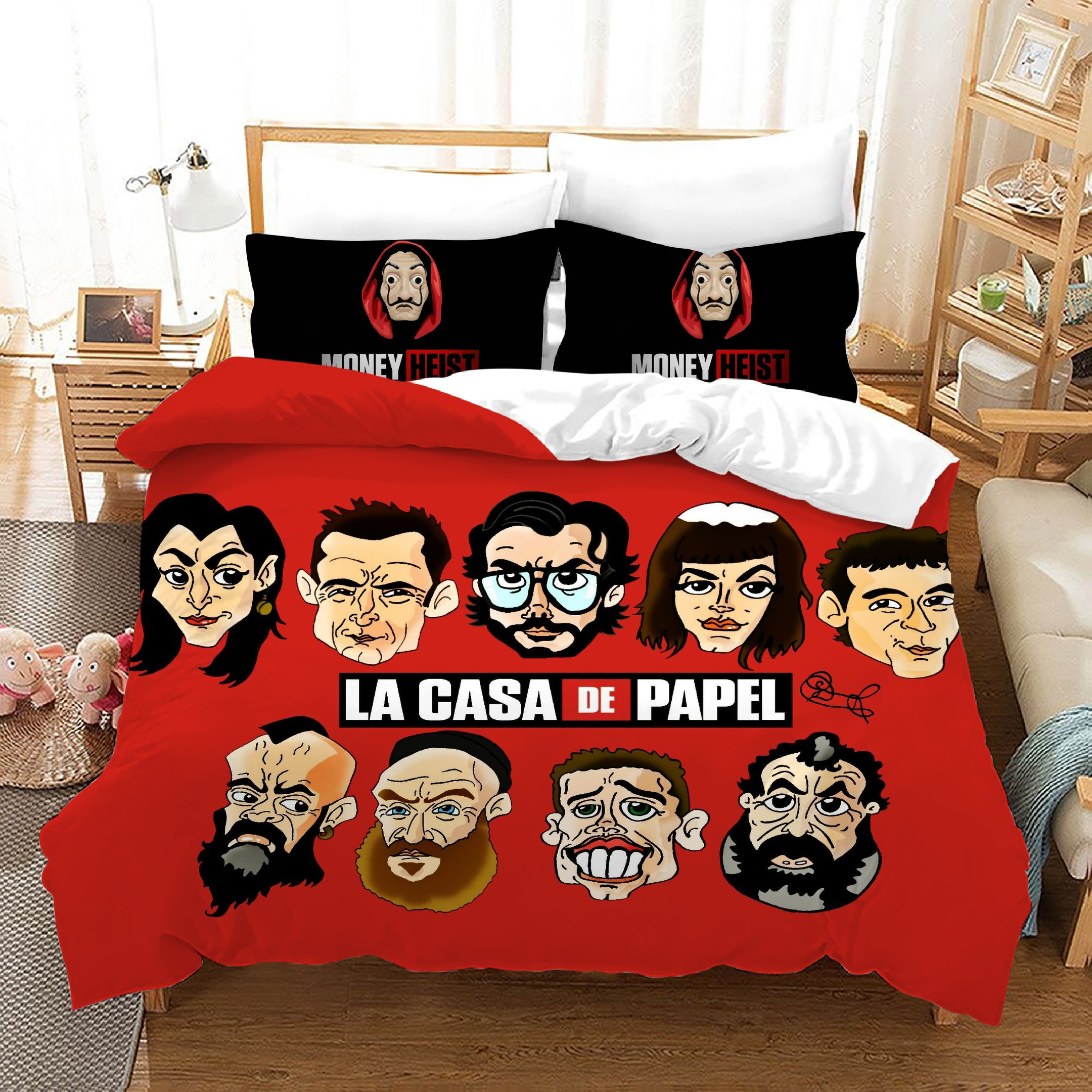 La Casa De Papel Duvet Cover Quilt Cover Pillowcase Bedding Set Bed Linen Home Bedroom Decor