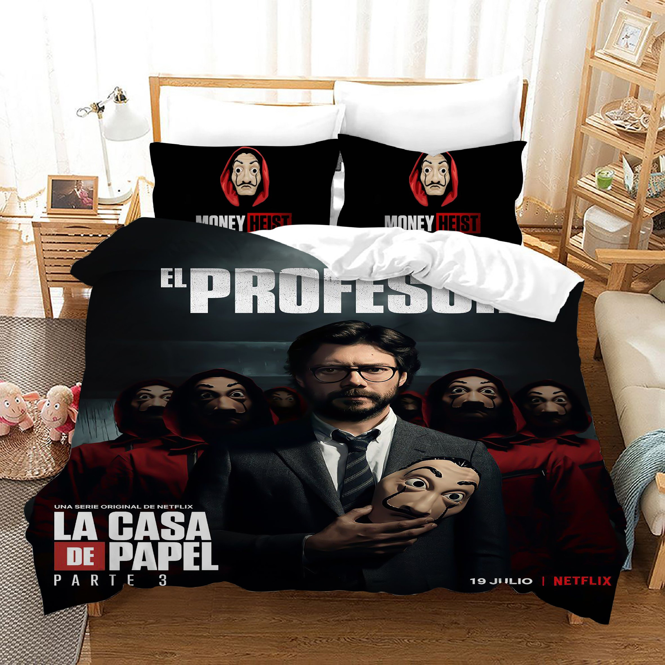 La Casa De Papel Duvet Cover Quilt Cover Pillowcase Bedding Set Bed Linen Home Bedroom Decor