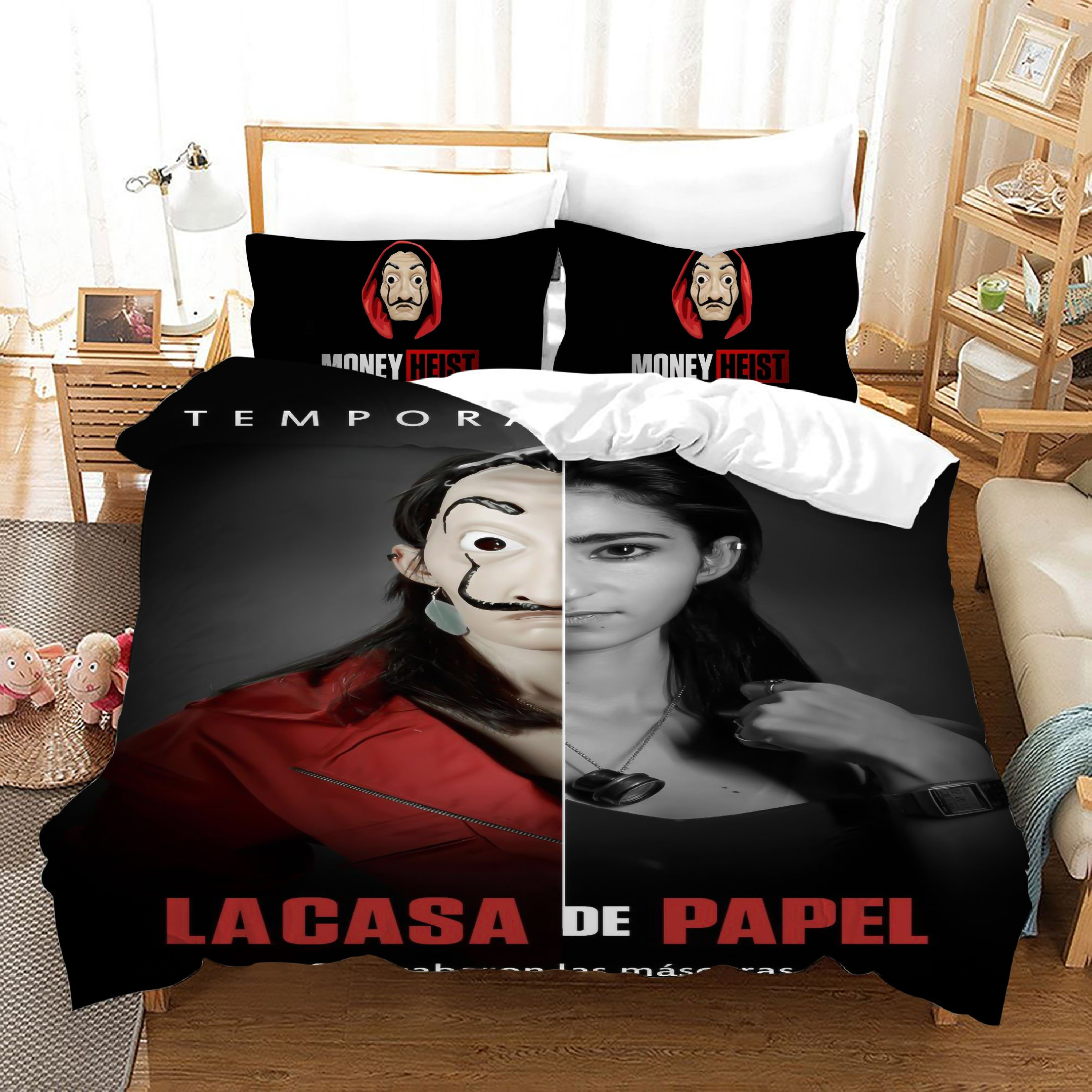 La Casa De Papel Duvet Cover Quilt Cover Pillowcase Bedding Set Bed Linen Home Bedroom Decor