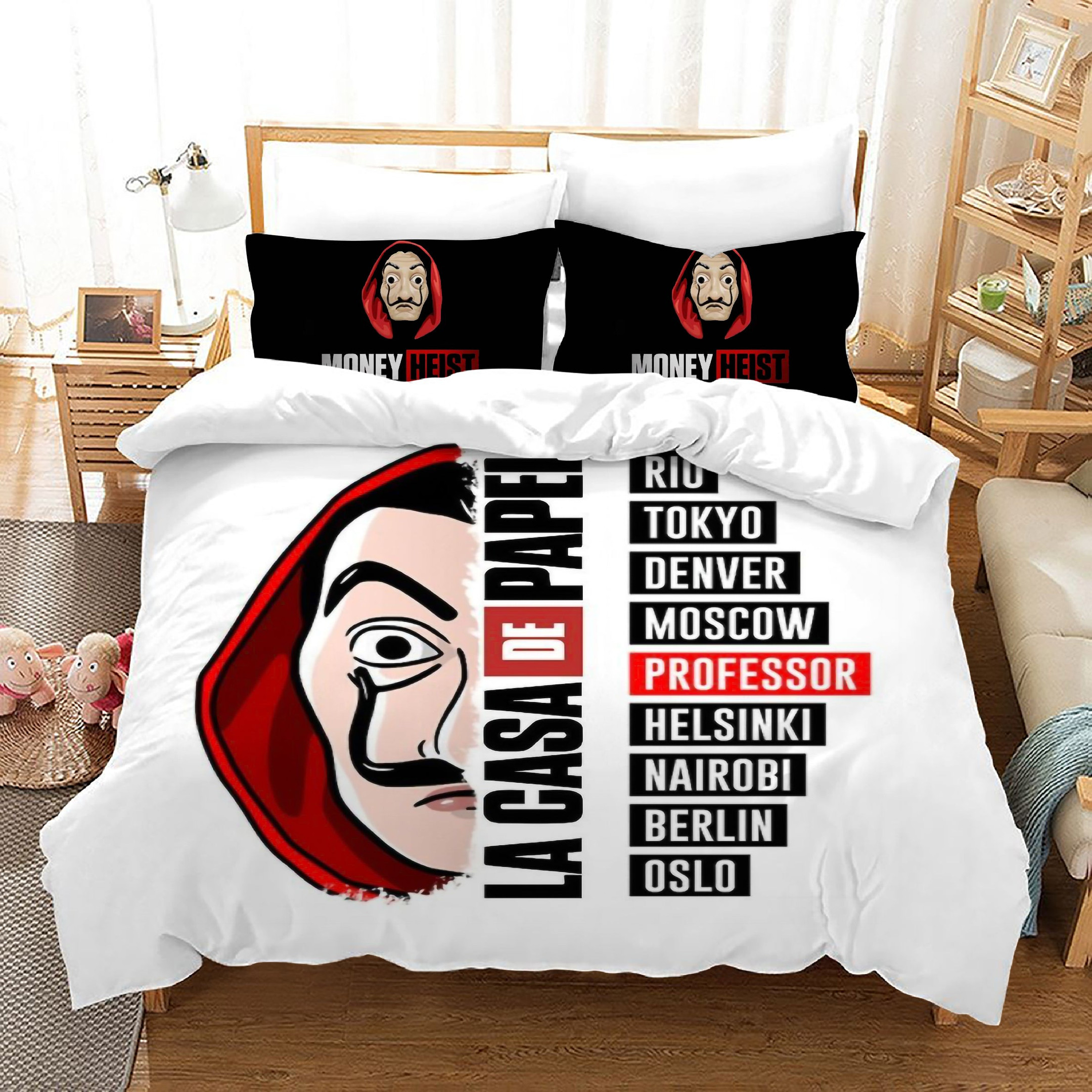 La Casa De Papel Duvet Cover Quilt Cover Pillowcase Bedding Set Bed Linen Home Bedroom Decor