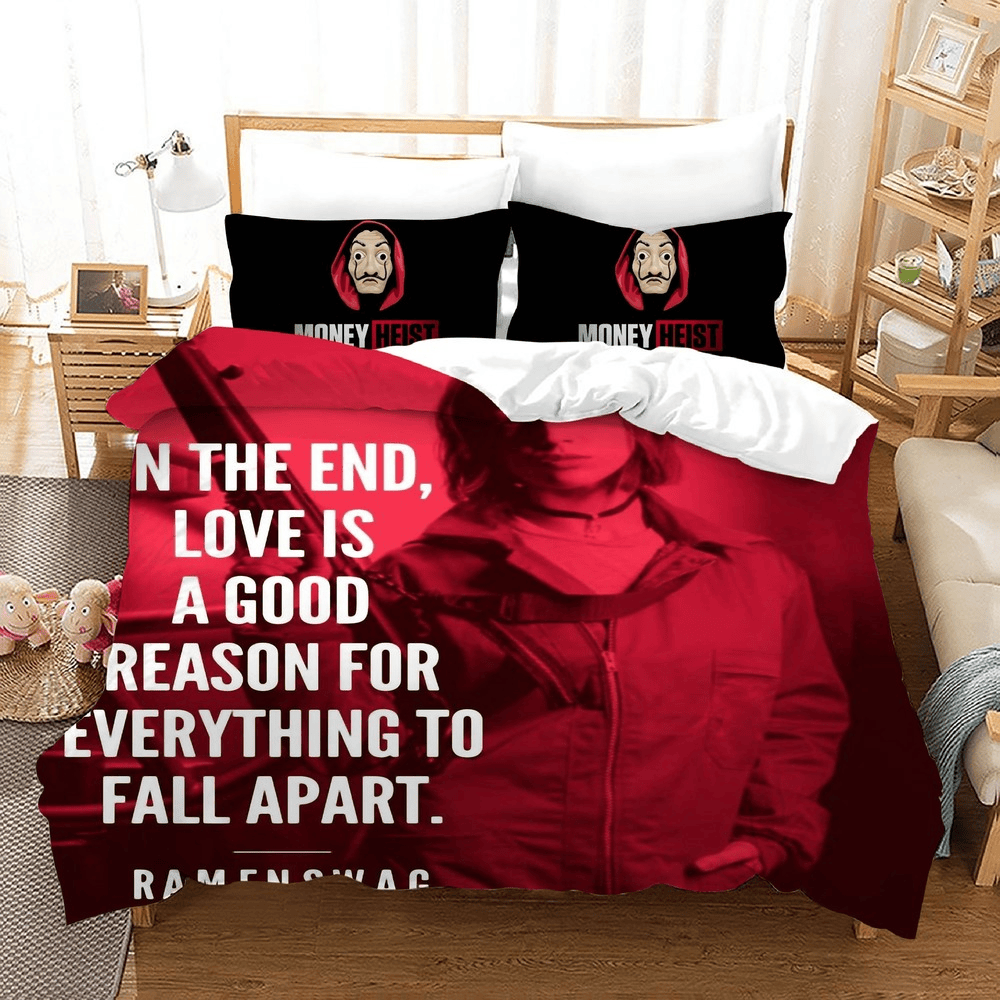 La Casa De Papel Duvet Cover Quilt Cover Pillowcase Bedding Set Bed Linen Home Bedroom Decor
