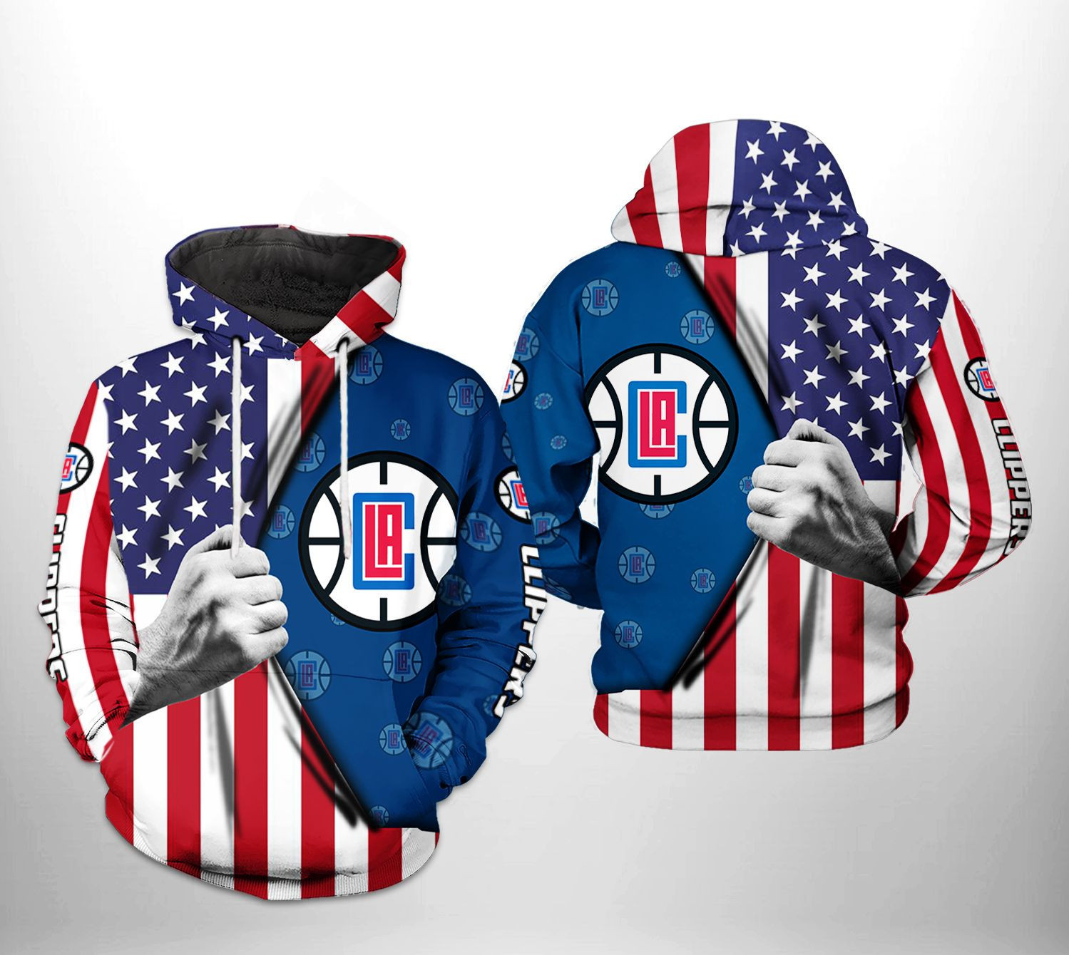 LA Clippers NBA US Flag Team 3D All Over Print Hoodie & Zip Hoodie