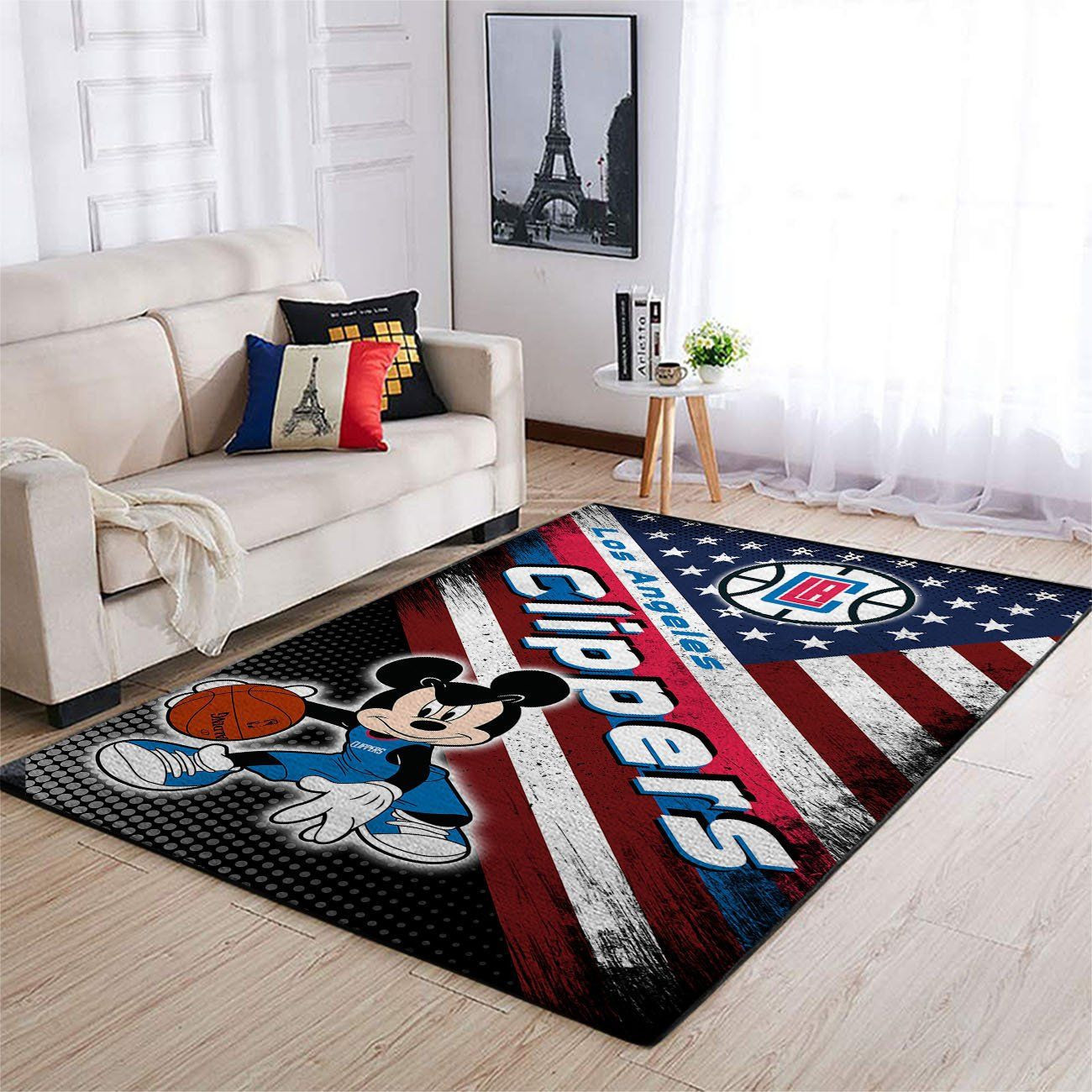 La Clippers Team Logo Mickey Us Rectangle Area Rug – Full Print Carpet For Living Room & Bedroom Home Decor