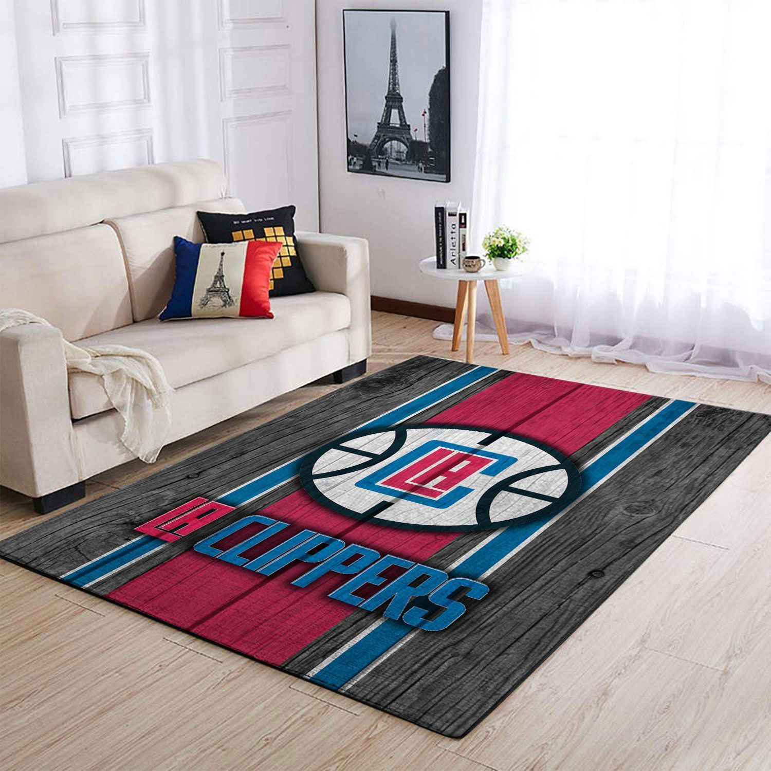 La Clippers Team Logo Wooden Rectangle Area Rug – Full Print Carpet For Living Room & Bedroom Home Decor