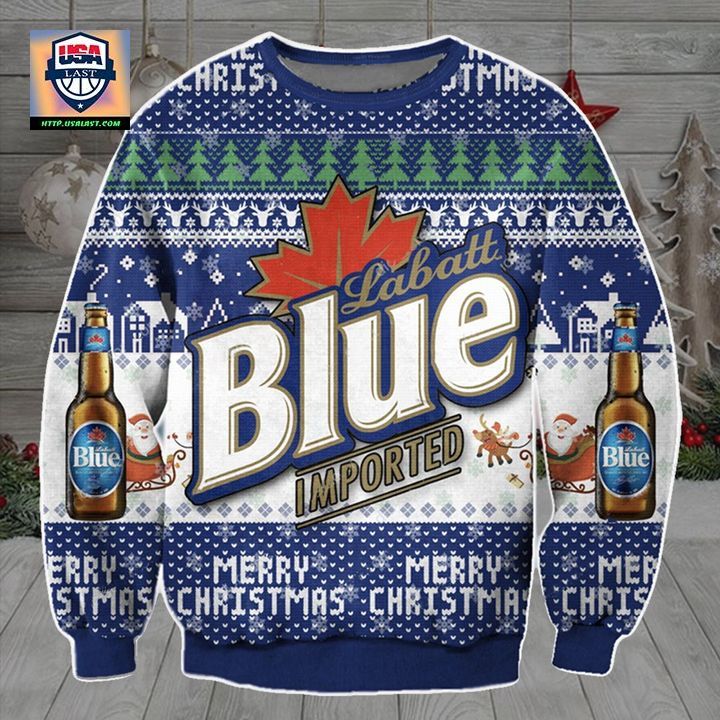 Labatt Blue Canadian Beer Ugly Christmas Sweater