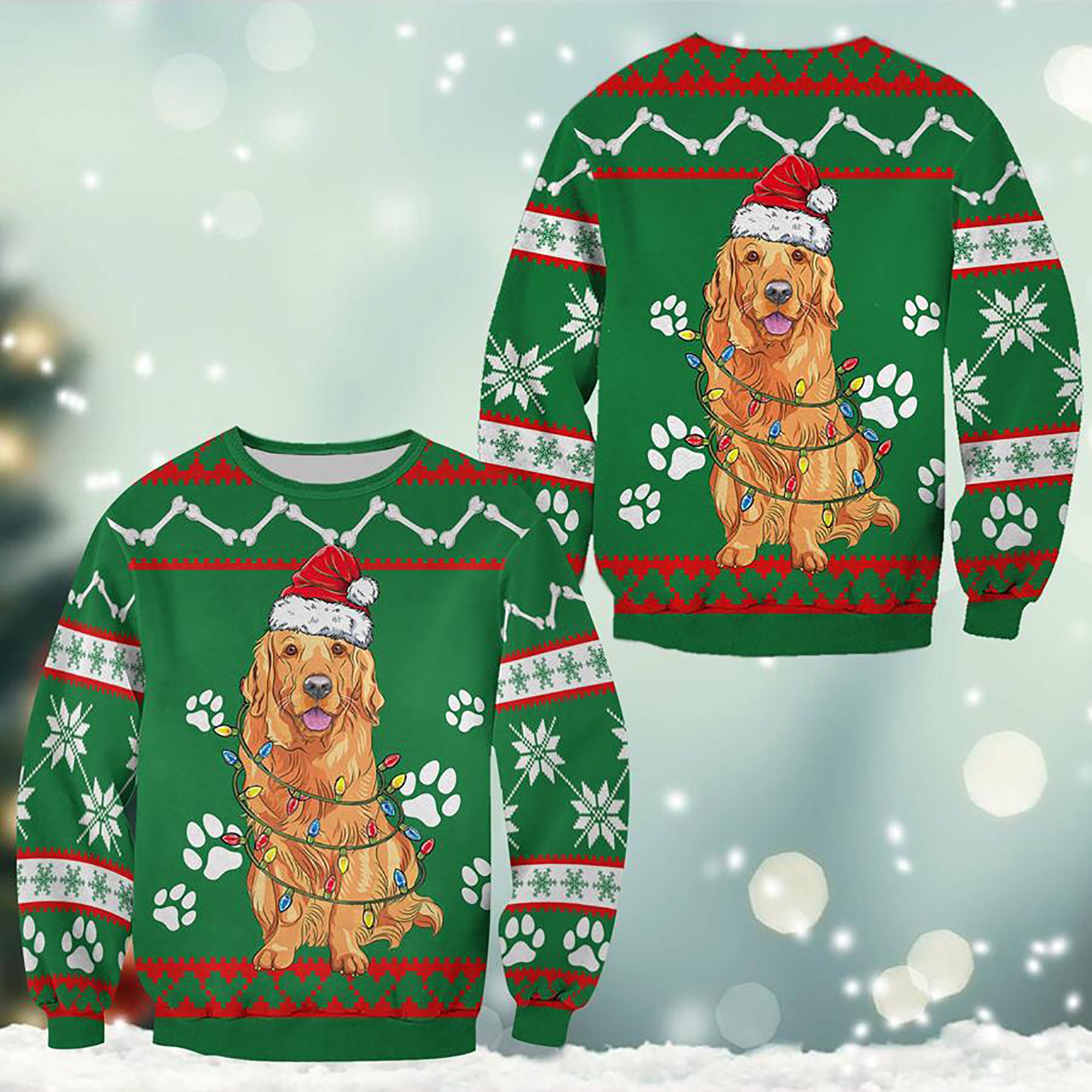Labrador Green Christmas Ugly Christmas Sweater