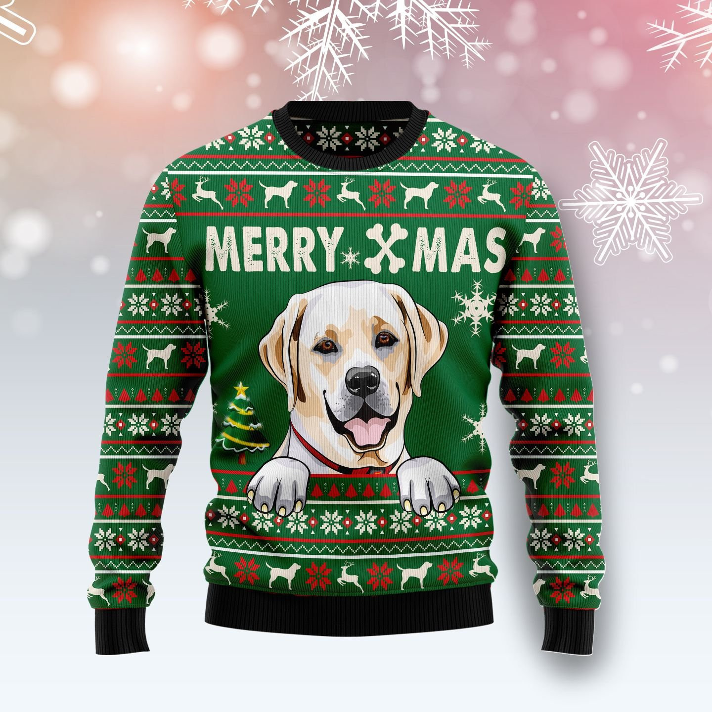 Labrador Retriever Merry Xmas Ugly Christmas Sweater, Perfect Holiday Gift