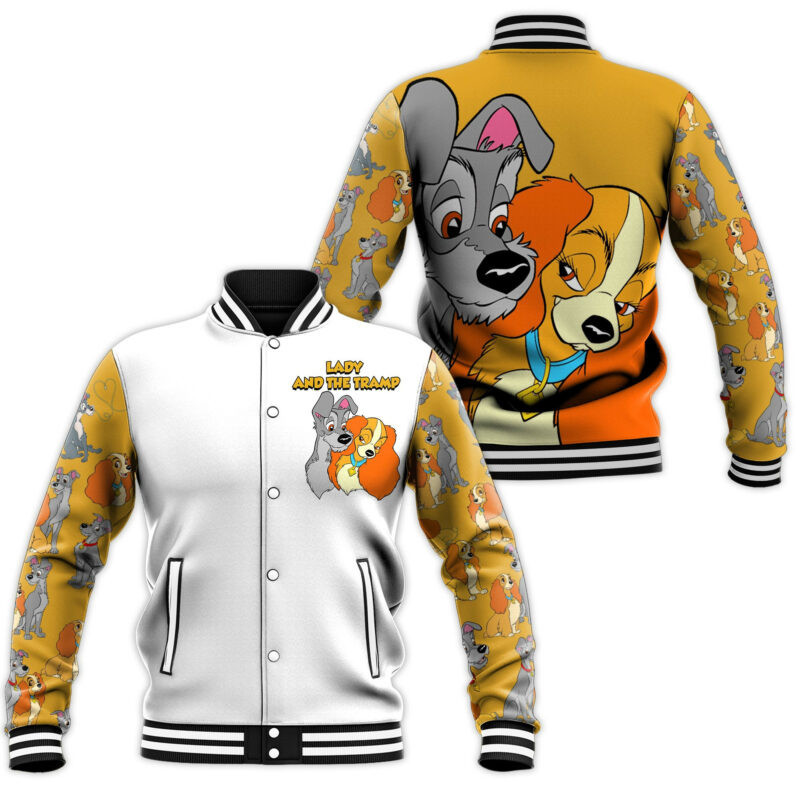 Lady and the Tramp Fashion Baseball Jacket for Men & Women | Cartoon Fan Gift