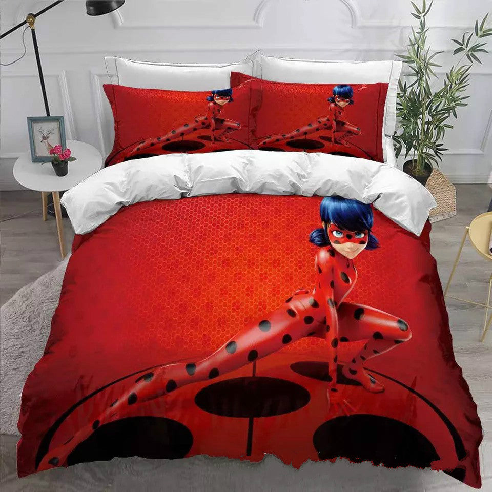 Ladybugs Cat Noir Duvet Cover Quilt Cover Pillowcase Bedding Set Bed Linen Home Bedroom Decor