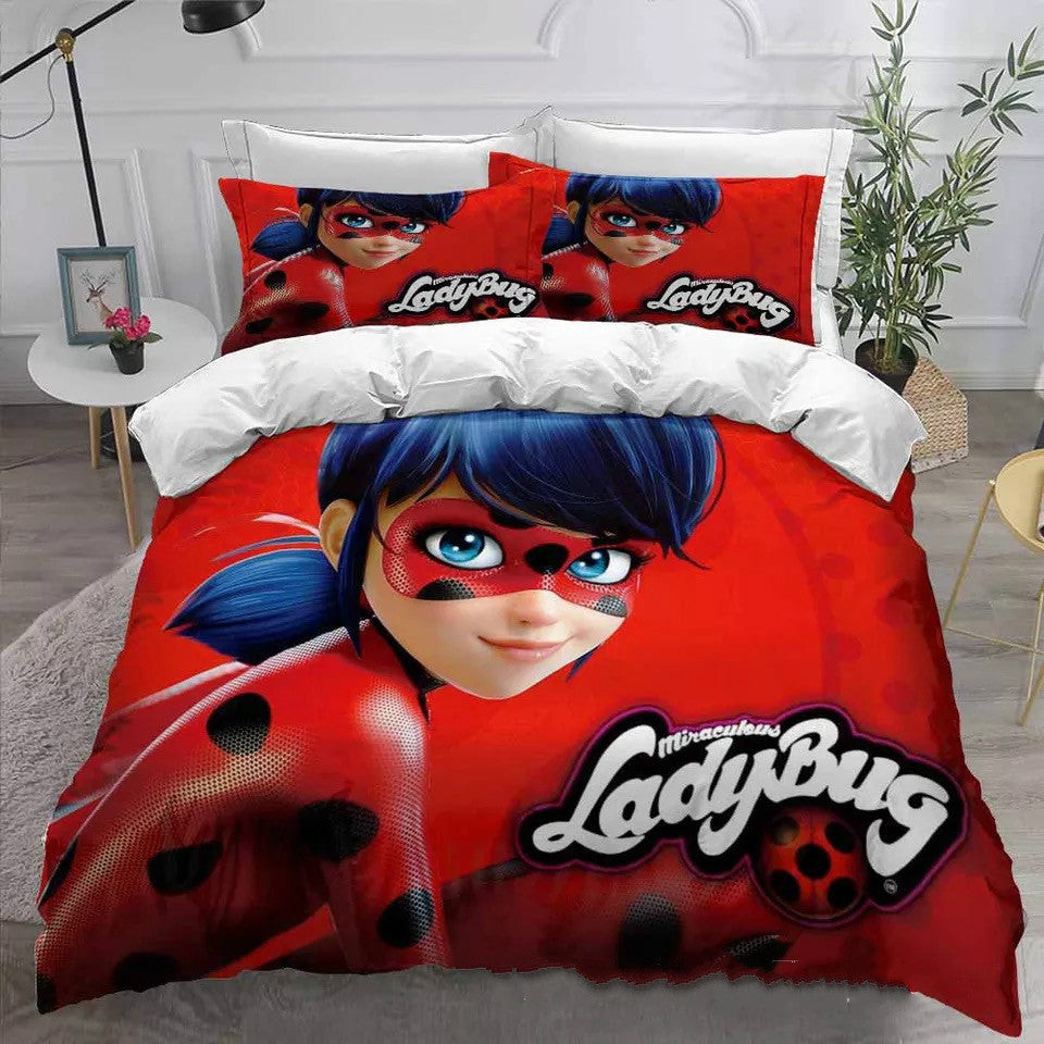Ladybugs Cat Noir Duvet Cover Quilt Cover Pillowcase Bedding Set Bed Linen Home Bedroom Decor
