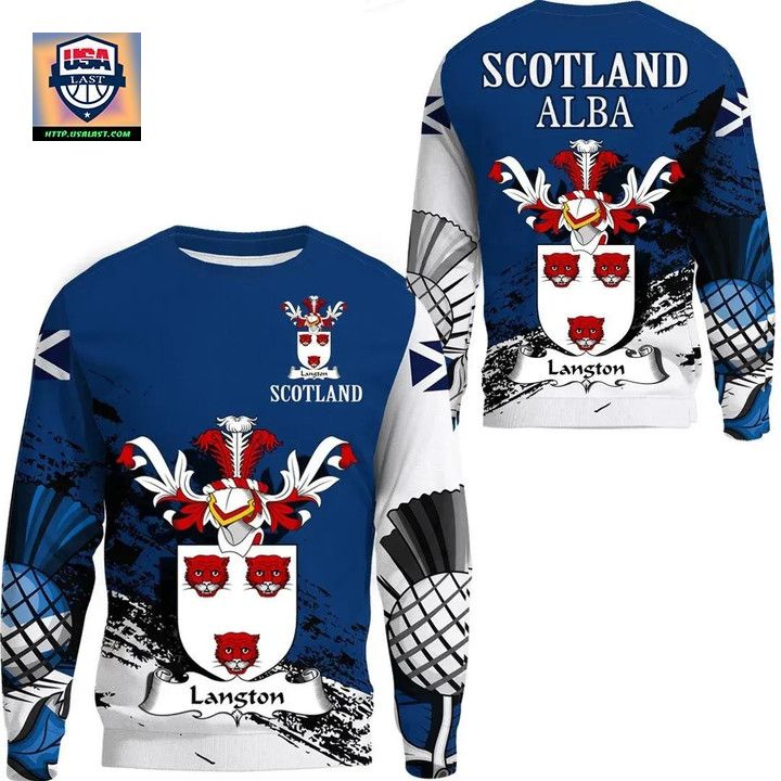 Langton Scottish Family Crest Scotland Special Sweater 