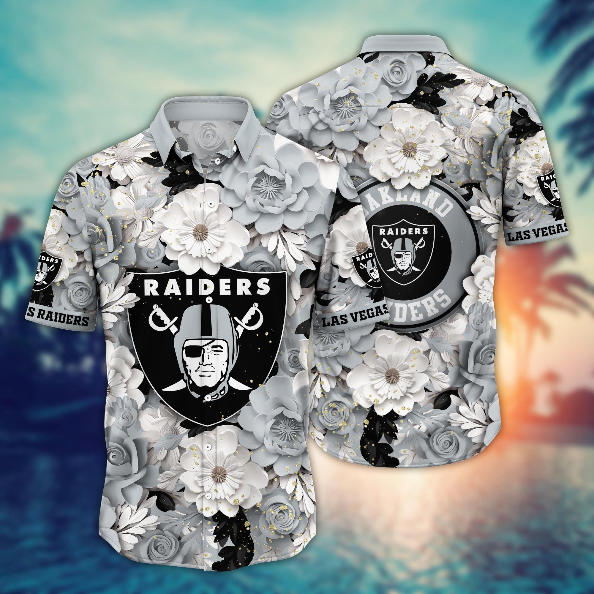 Las Vegas Raiders Floral Elegance Aloha Hawaiian Shirt for Men & Women