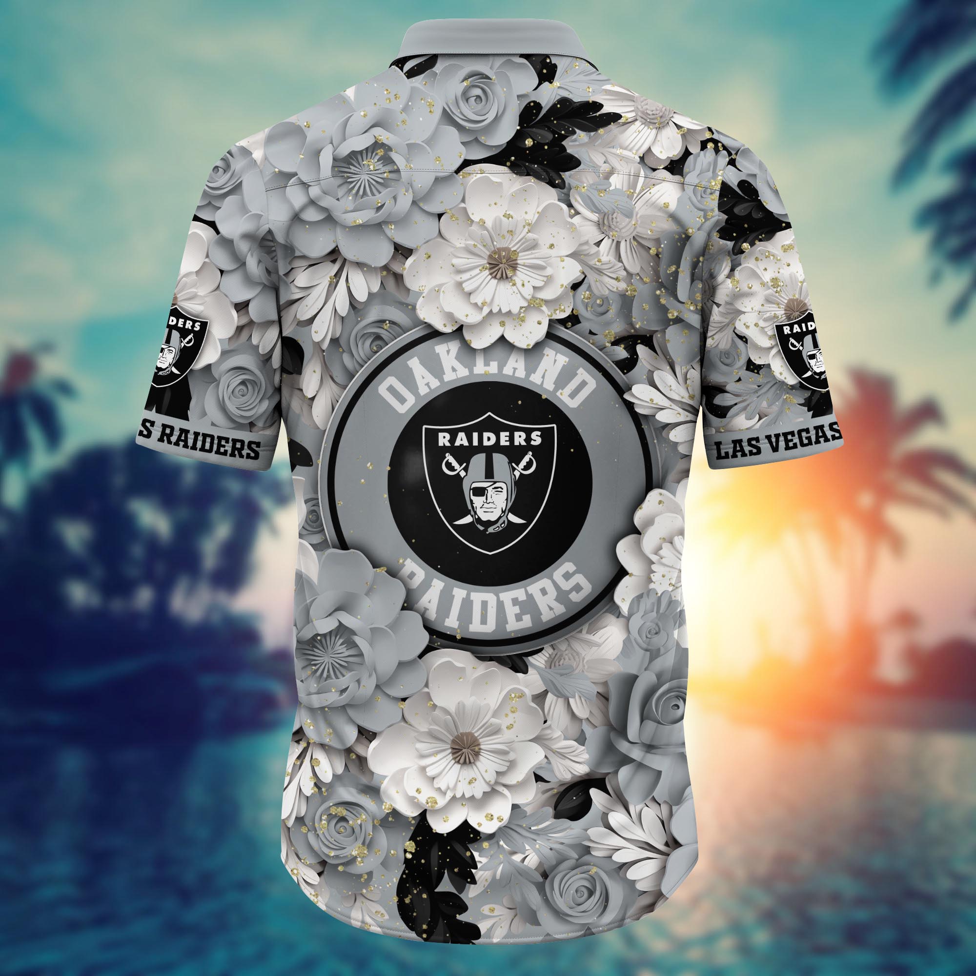 Las Vegas Raiders Floral Elegance Aloha Hawaiian Shirt for Men & Women - Image 3