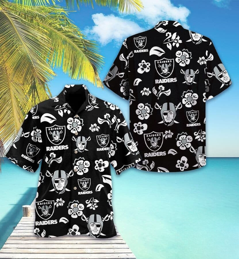 Las Vegas Raiders Floral Icon Aloha Hawaiian Shirt for Men & Women