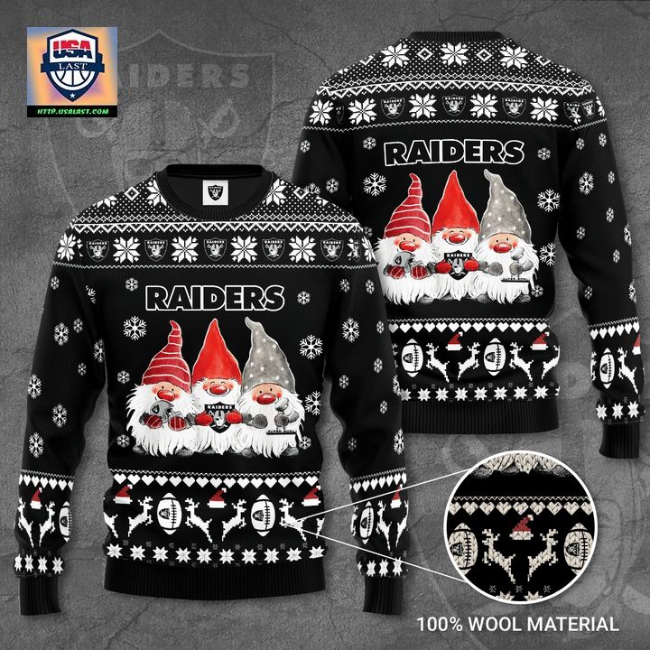 Las Vegas Raiders Gnome De Noel Christmas Ugly Sweater